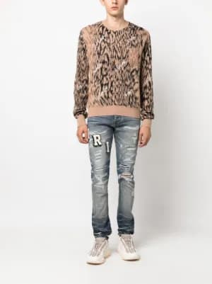 Varsity ripped skinny jeans 3