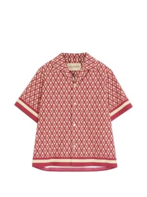 cotton popeline bowling shirt with TOUTE LA V print 2
