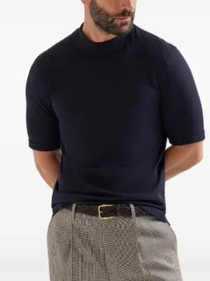 mock-neck cotton jersey T-shirt by Brunello Cucinelli mock-neck cotton jersey T-shirt
