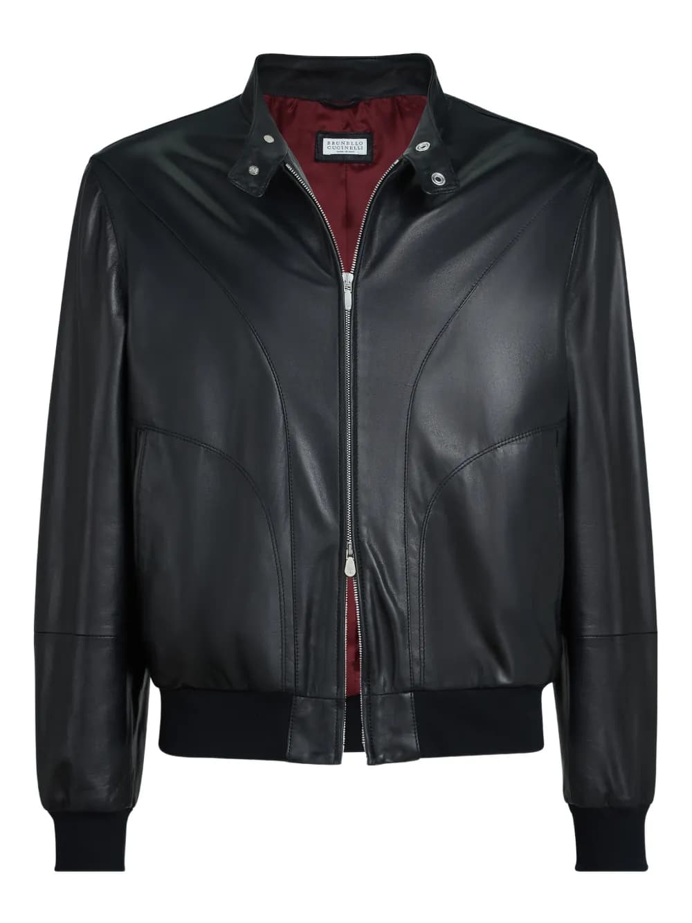 zip-fastening leather jacket by Brunello Cucinelli zip-fastening leather jacket