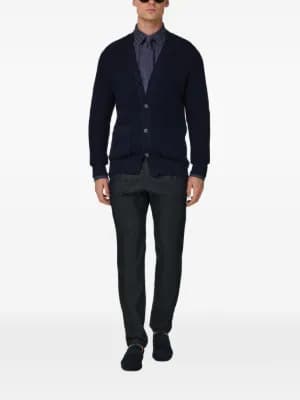 ribbed patch pocket cardigan by Boggi Milano