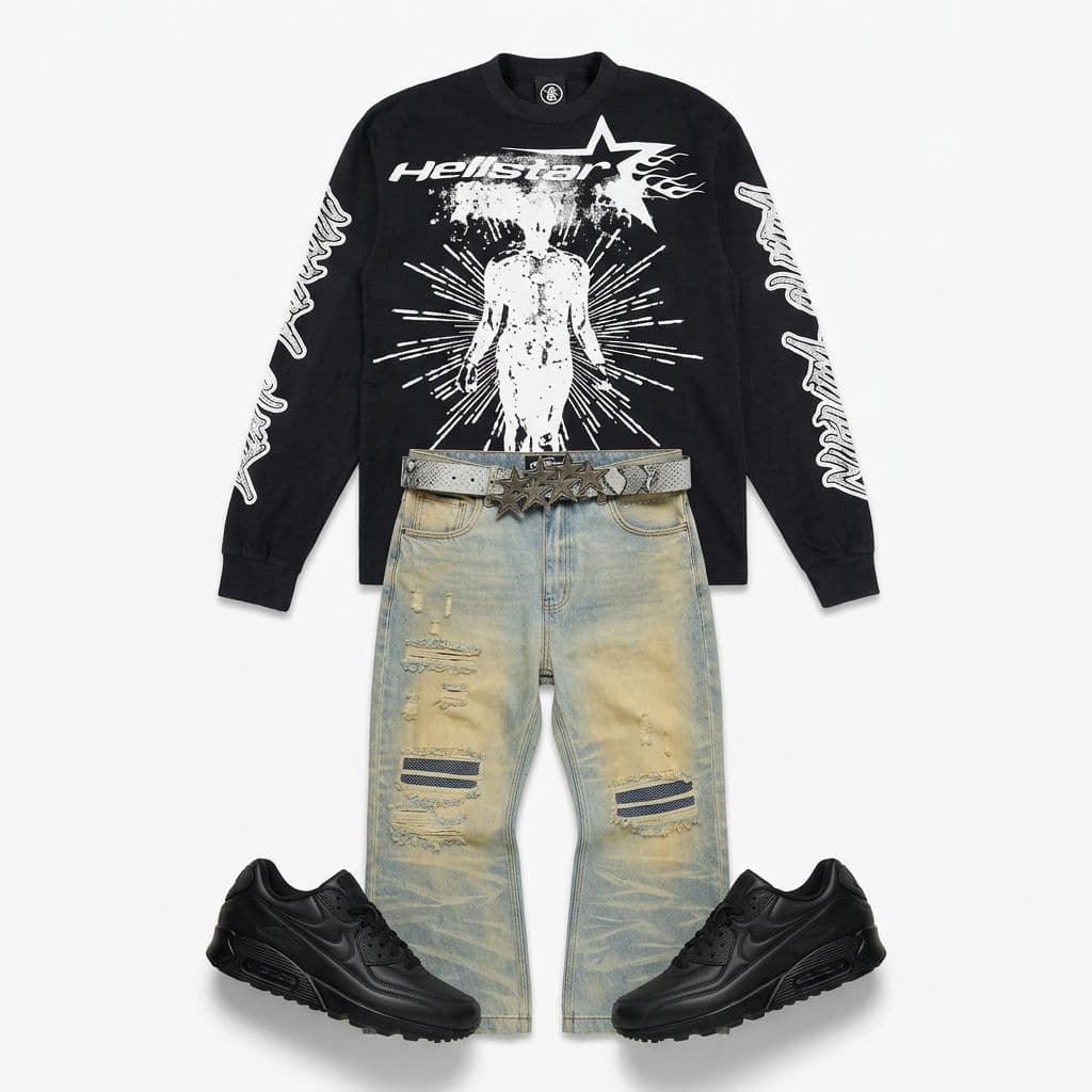 Hellstar + COLD CULTURE streetwear look