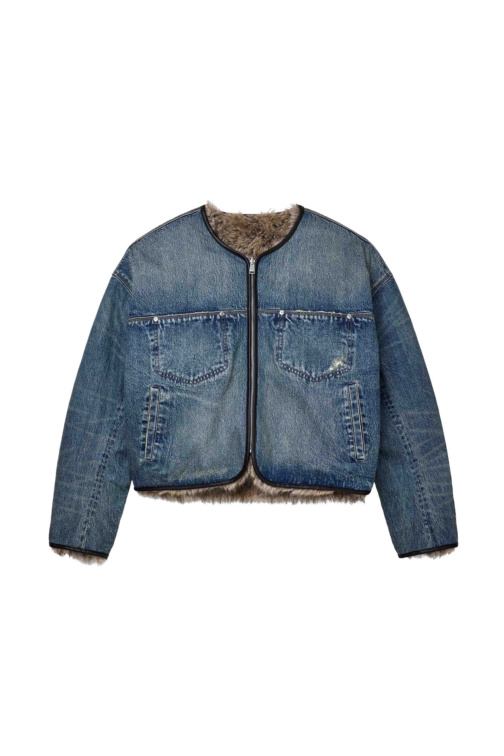 Reversible Fur Denim Jacket by Purple Brand
