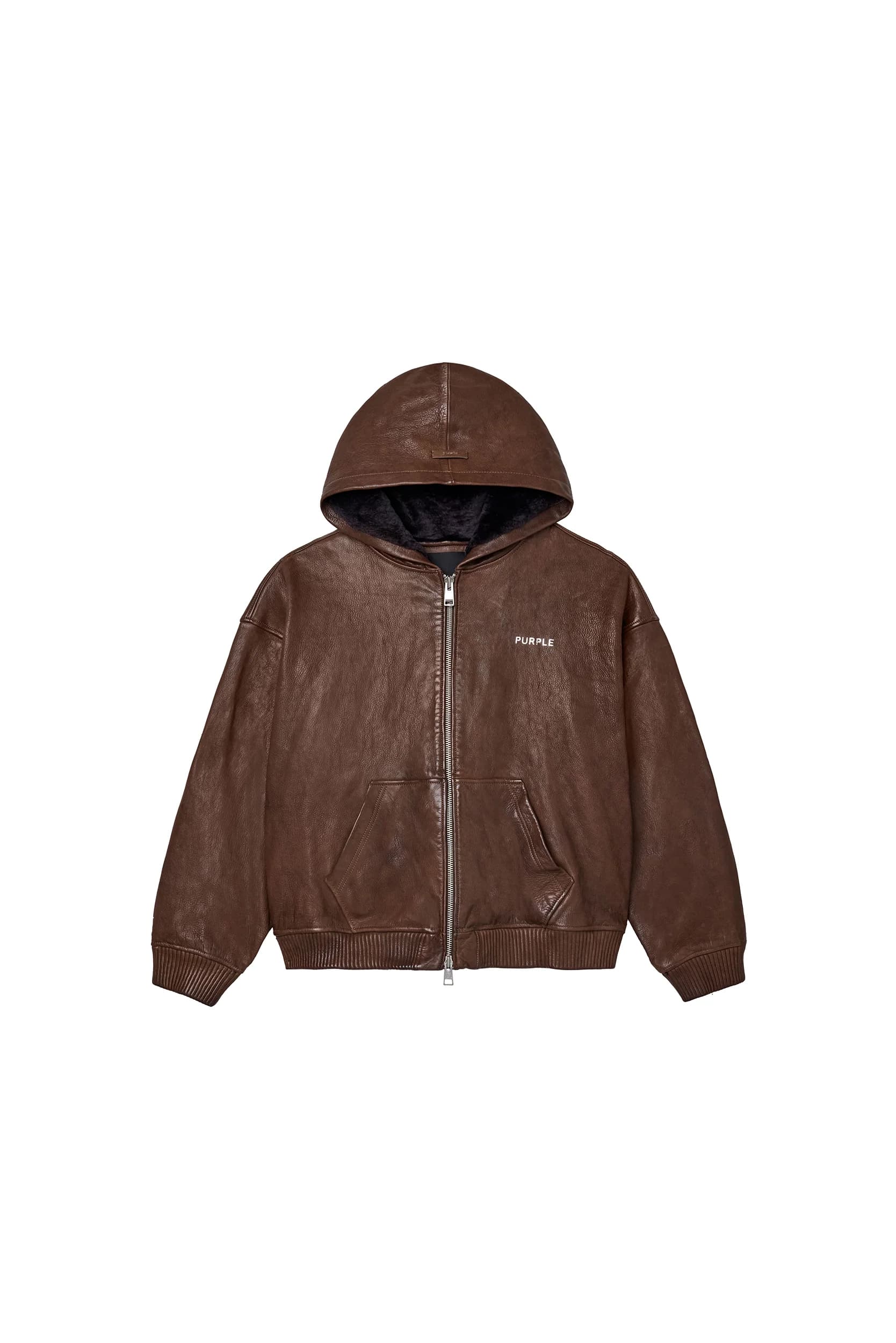 Washed Leather Hoodie by Purple Brand