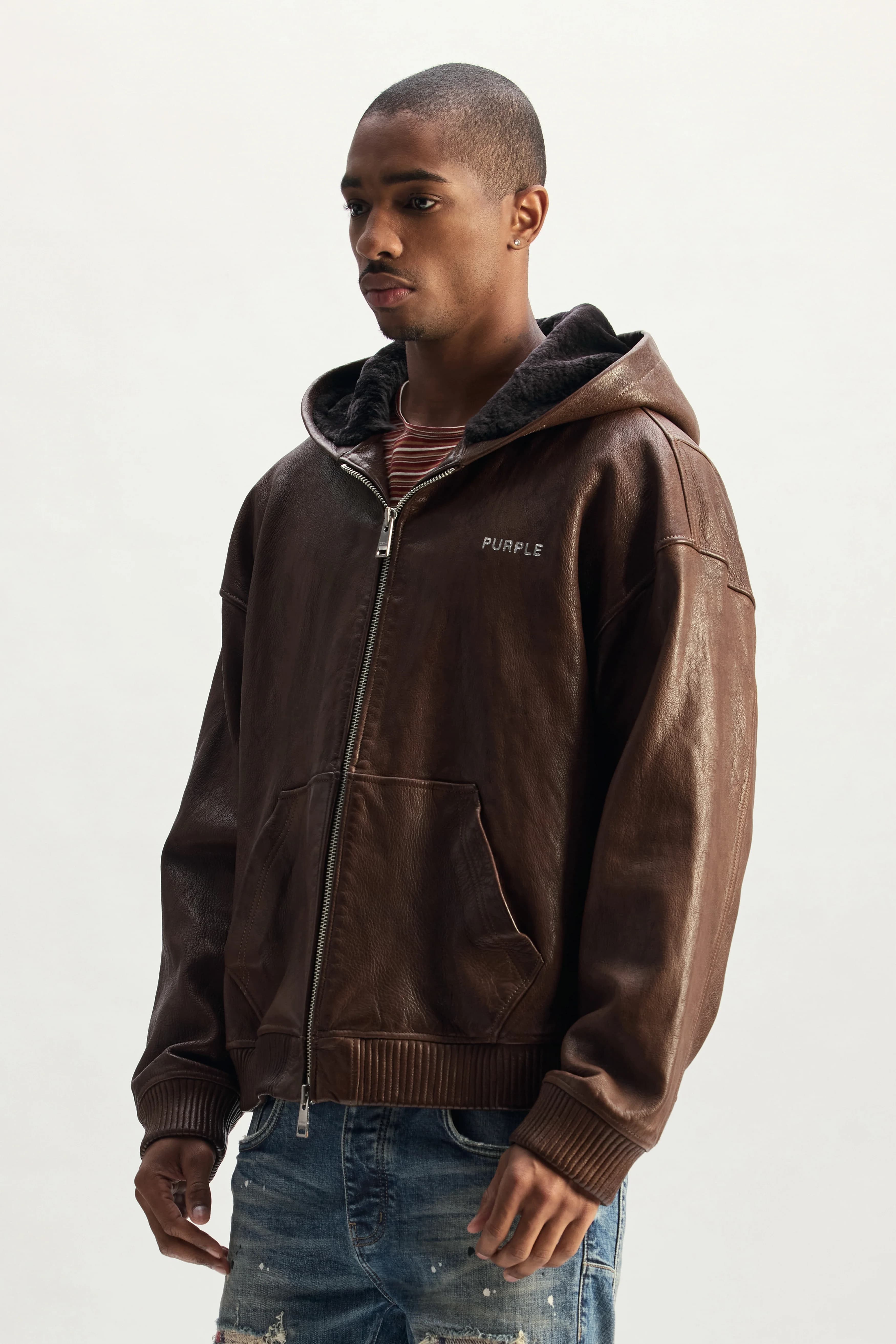 Washed Leather Hoodie 3