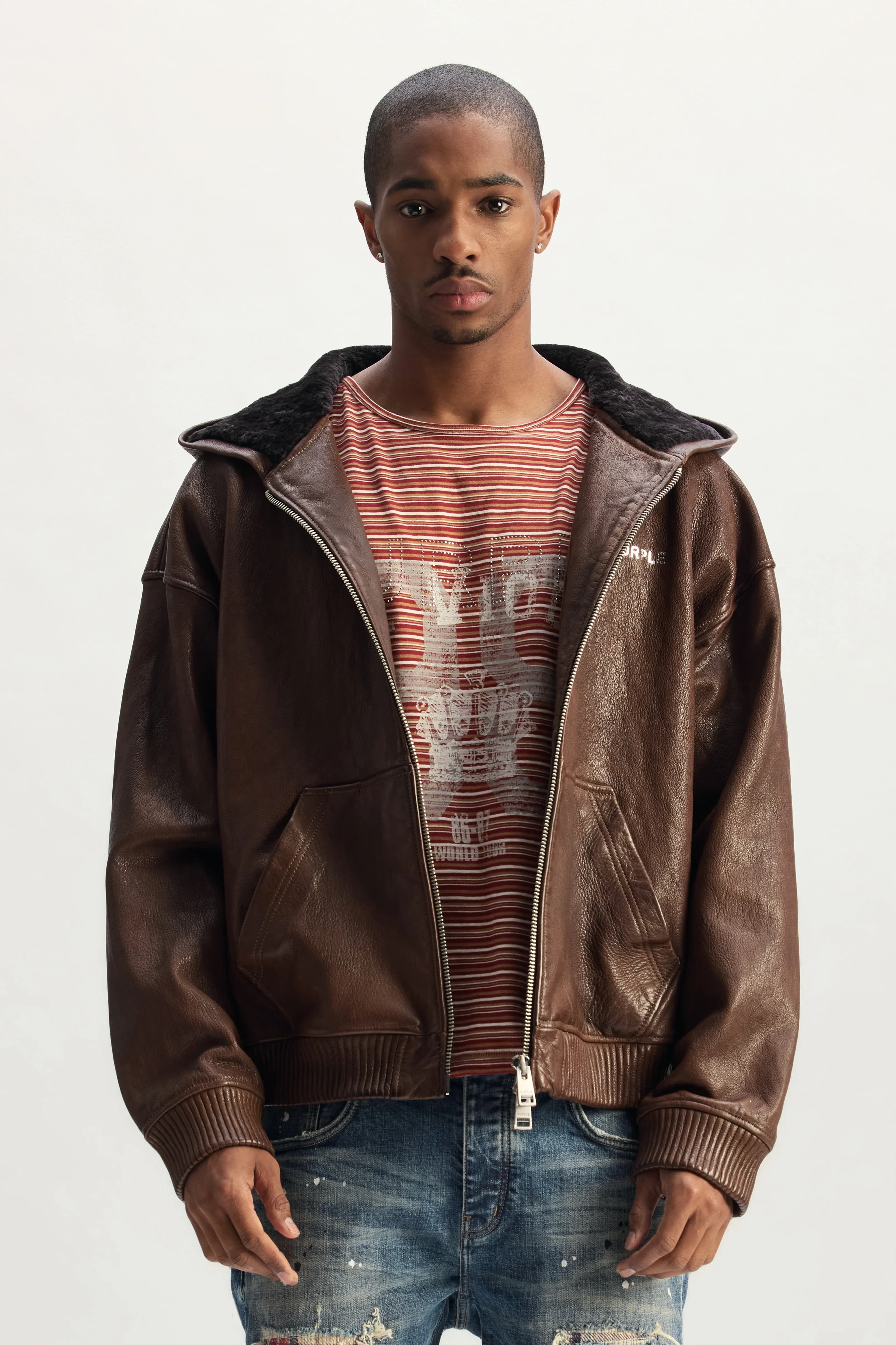 Washed Leather Hoodie 5