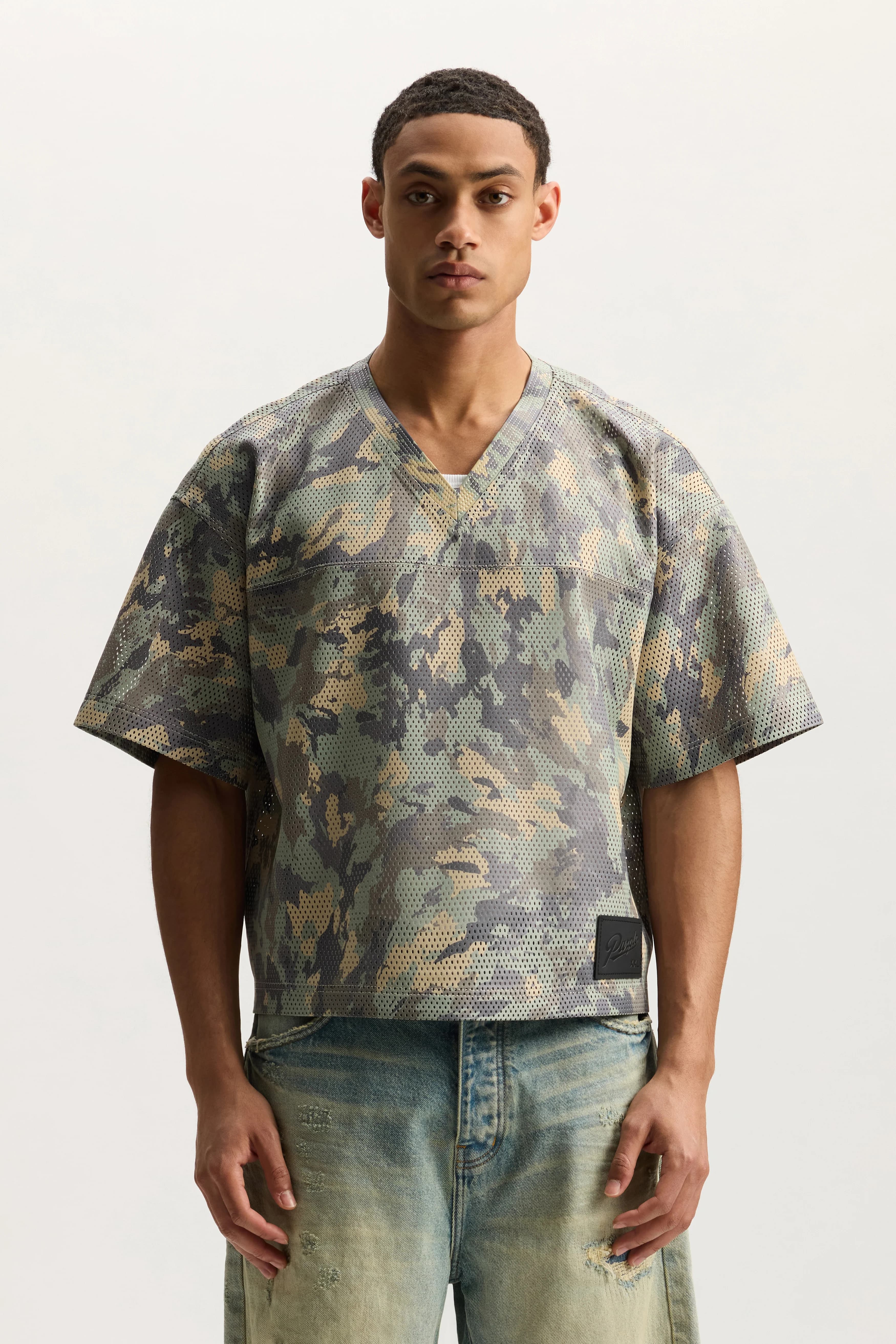Painted Camo Leather Tee 2
