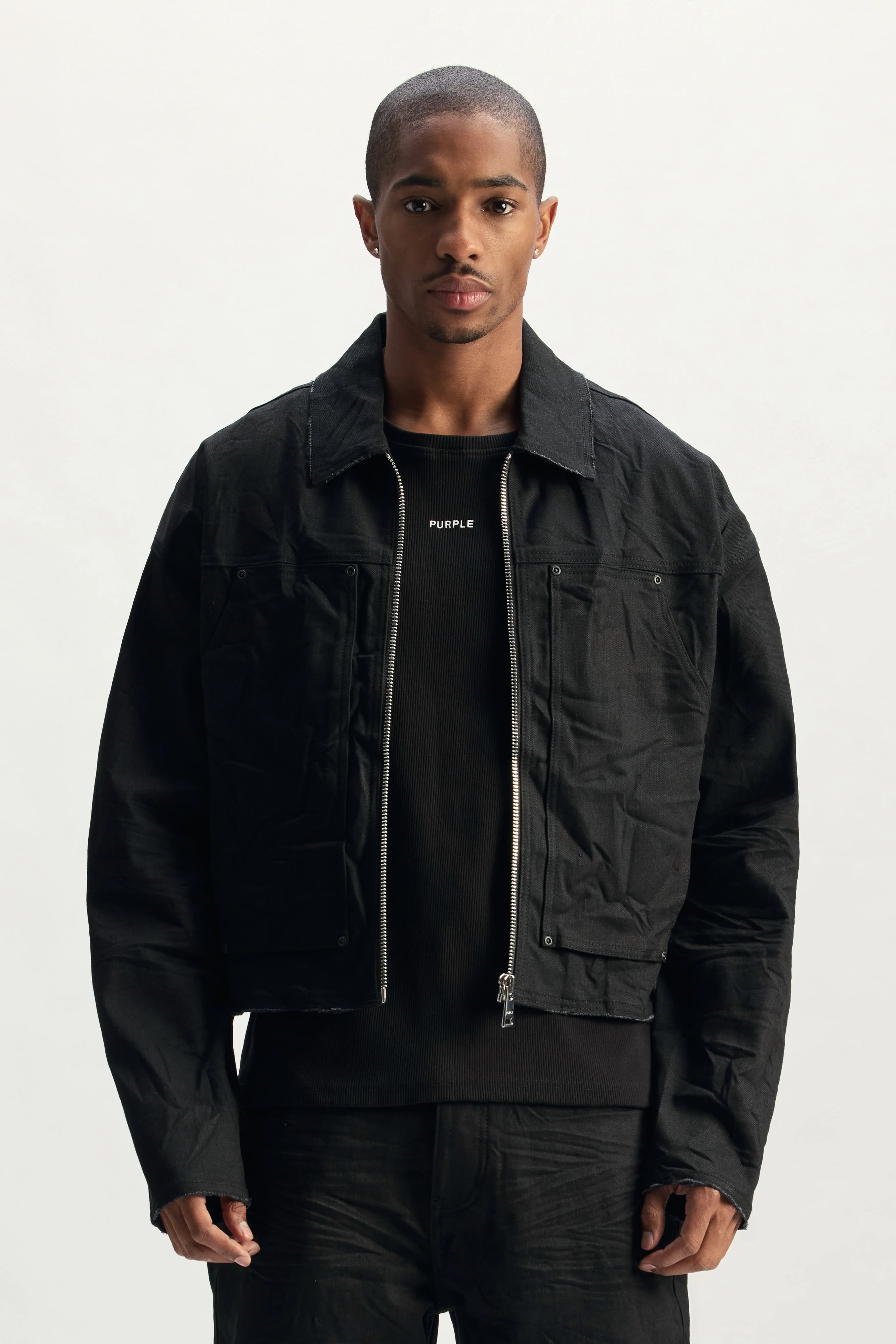 Black Raw Carpenter Jacket by Purple Brand