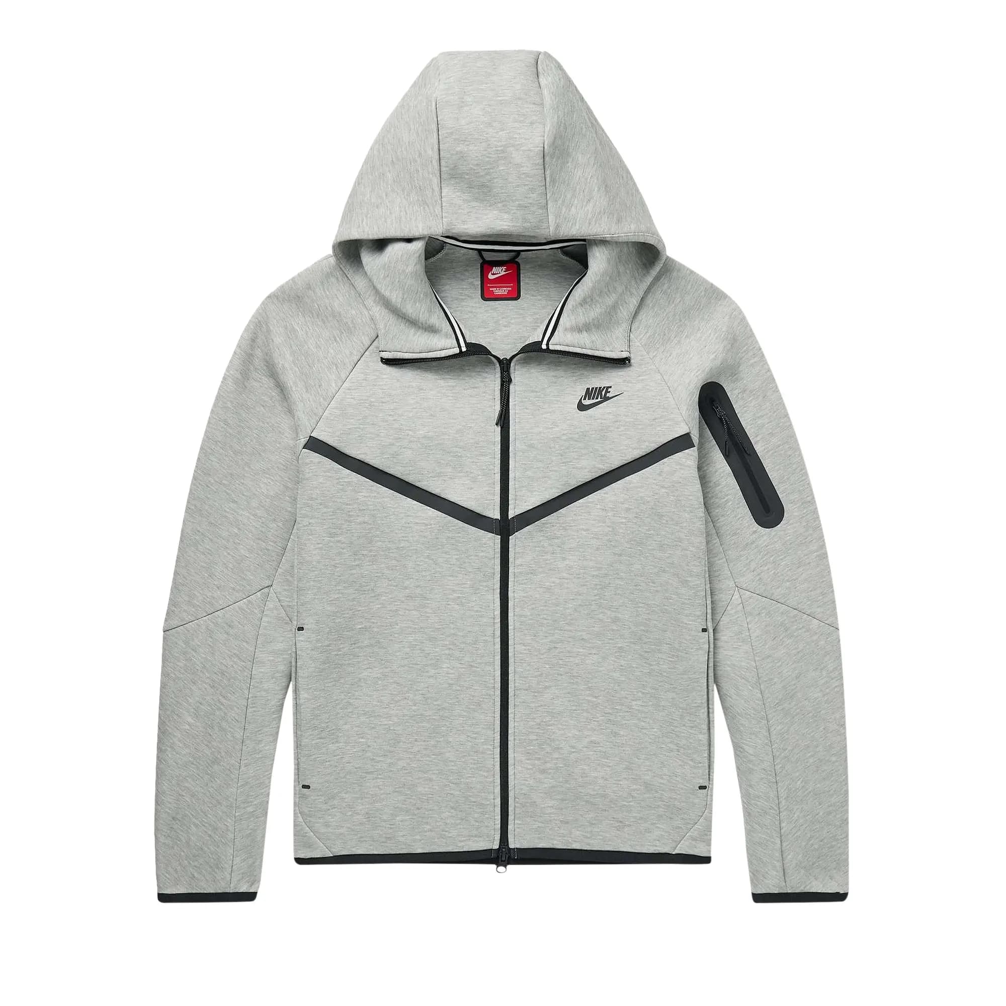 Nike Tech Full Zip Windrunner Hoodie 'Dark Grey Heather/Black' by Nike