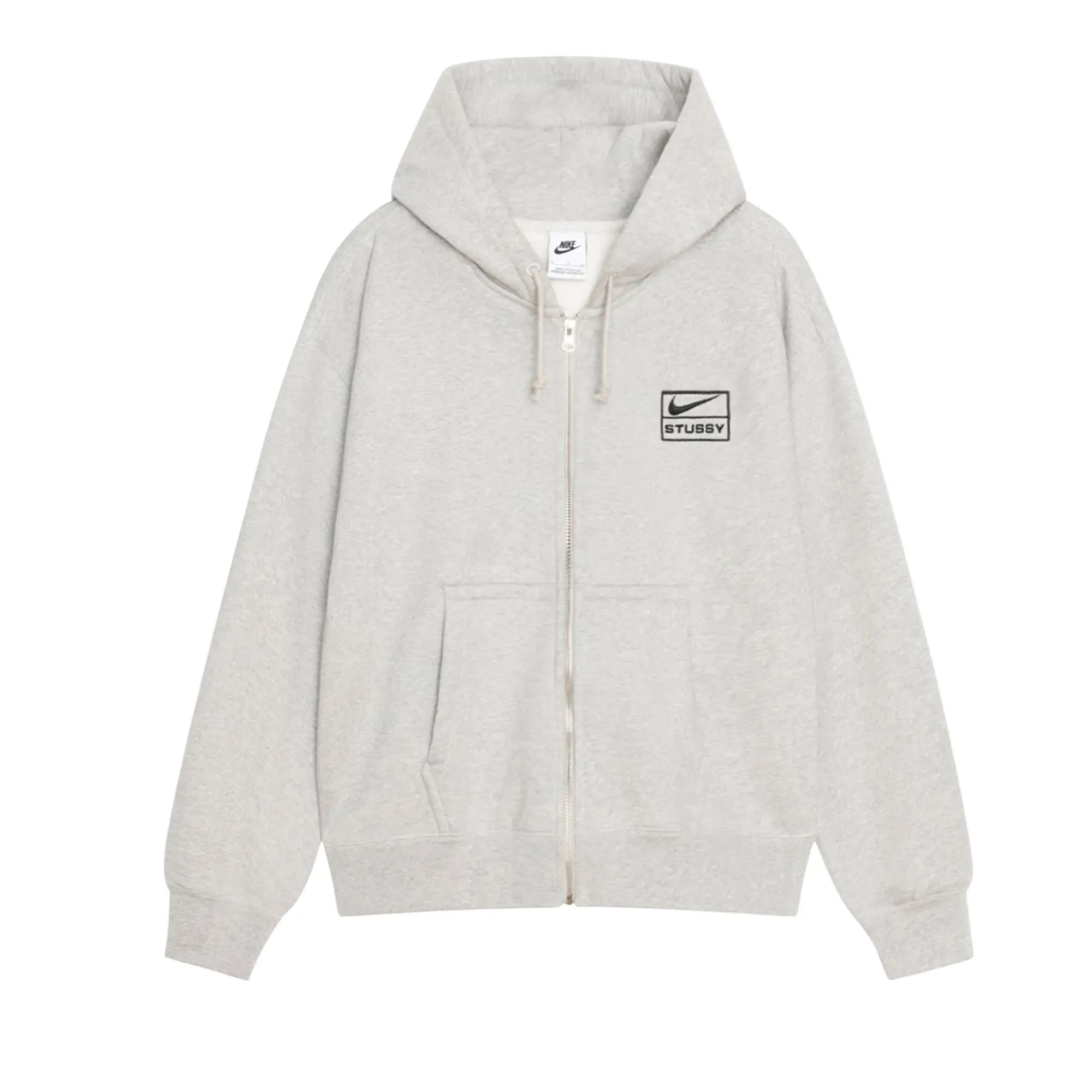 Nike x Stussy Stone Washed Fleece Zip Hoodie 'Grey Heather' by Nike