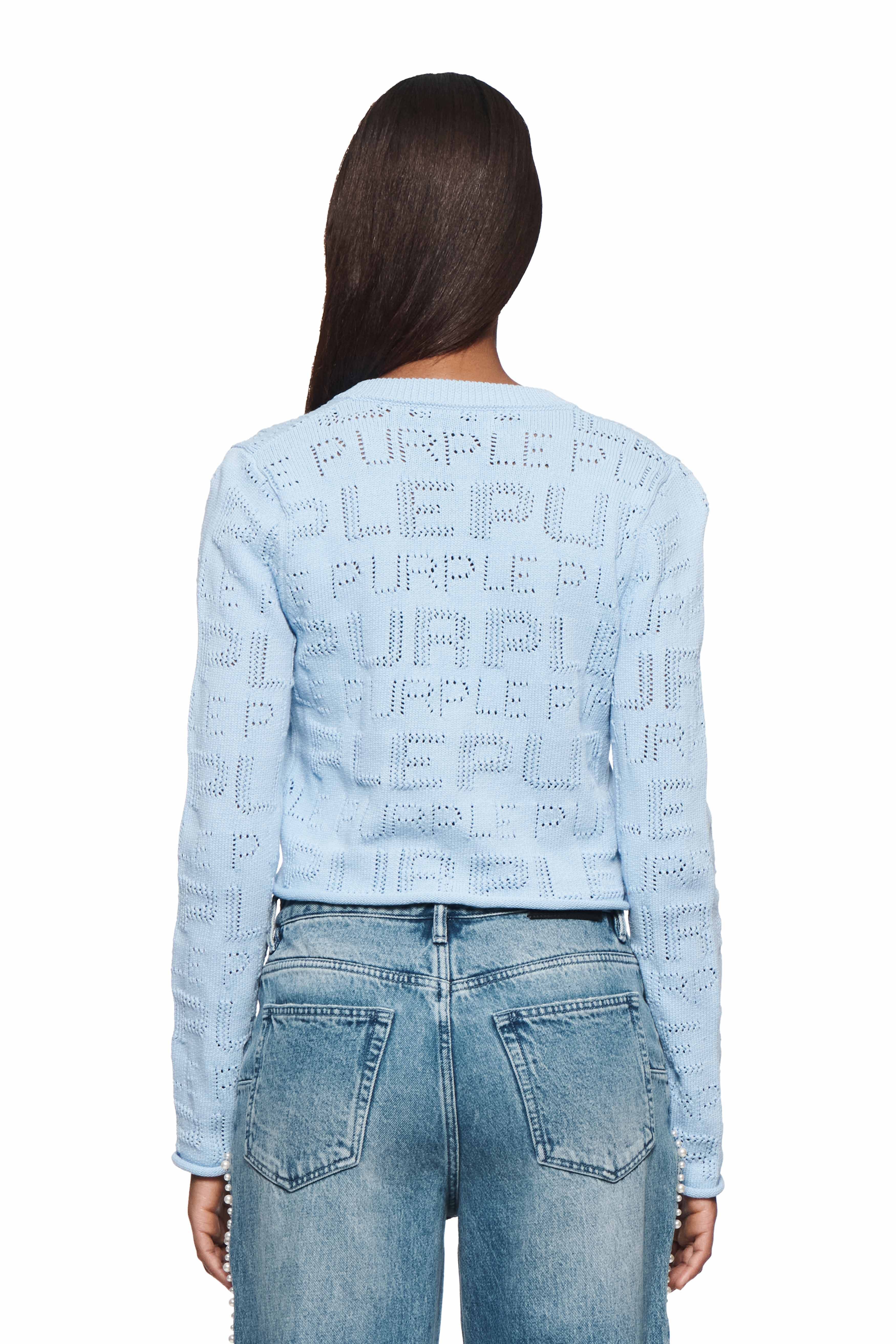 Wordmark Pointelle Cardigan by Purple Brand