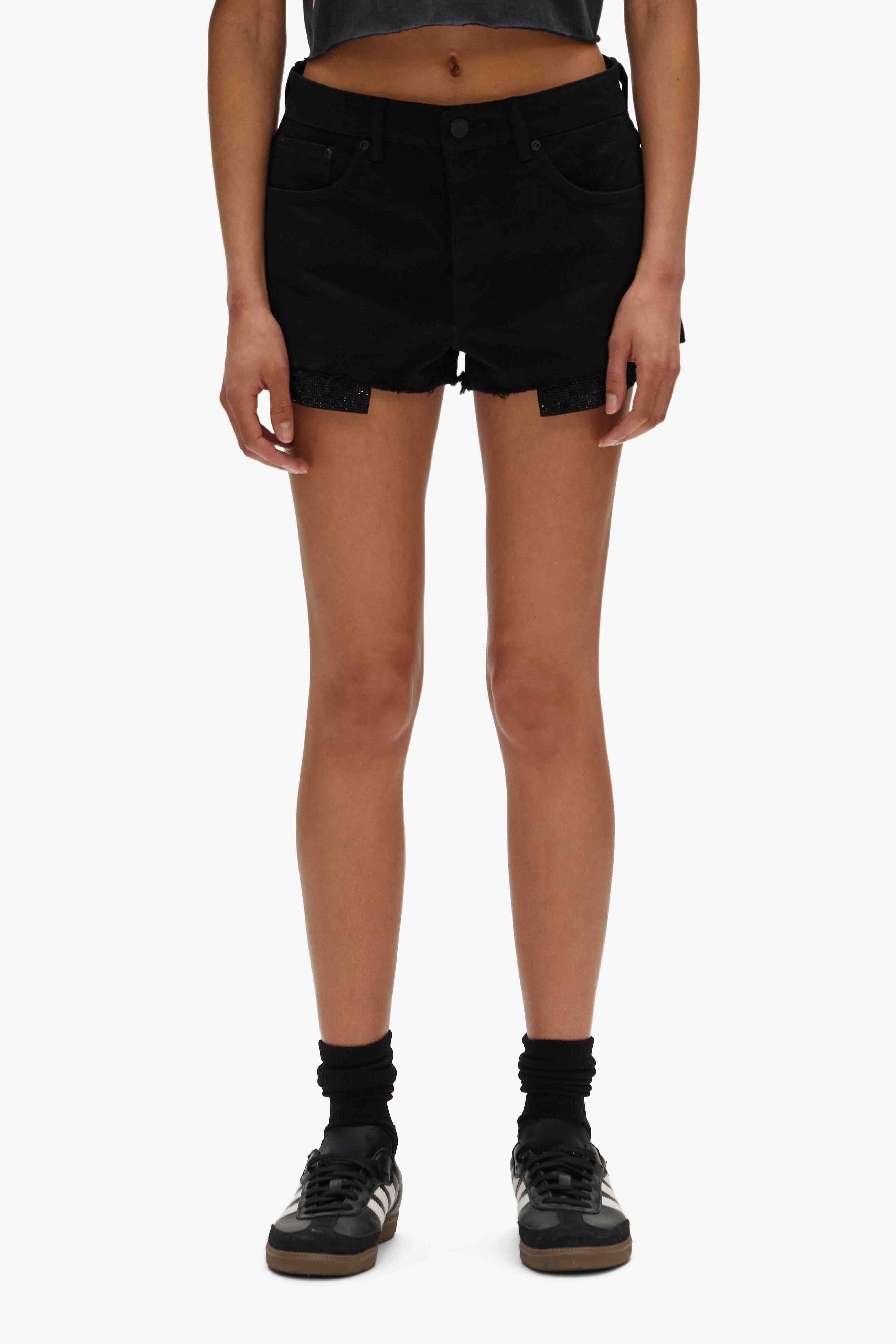 Rhinestone Denim Shorts by Purple Brand