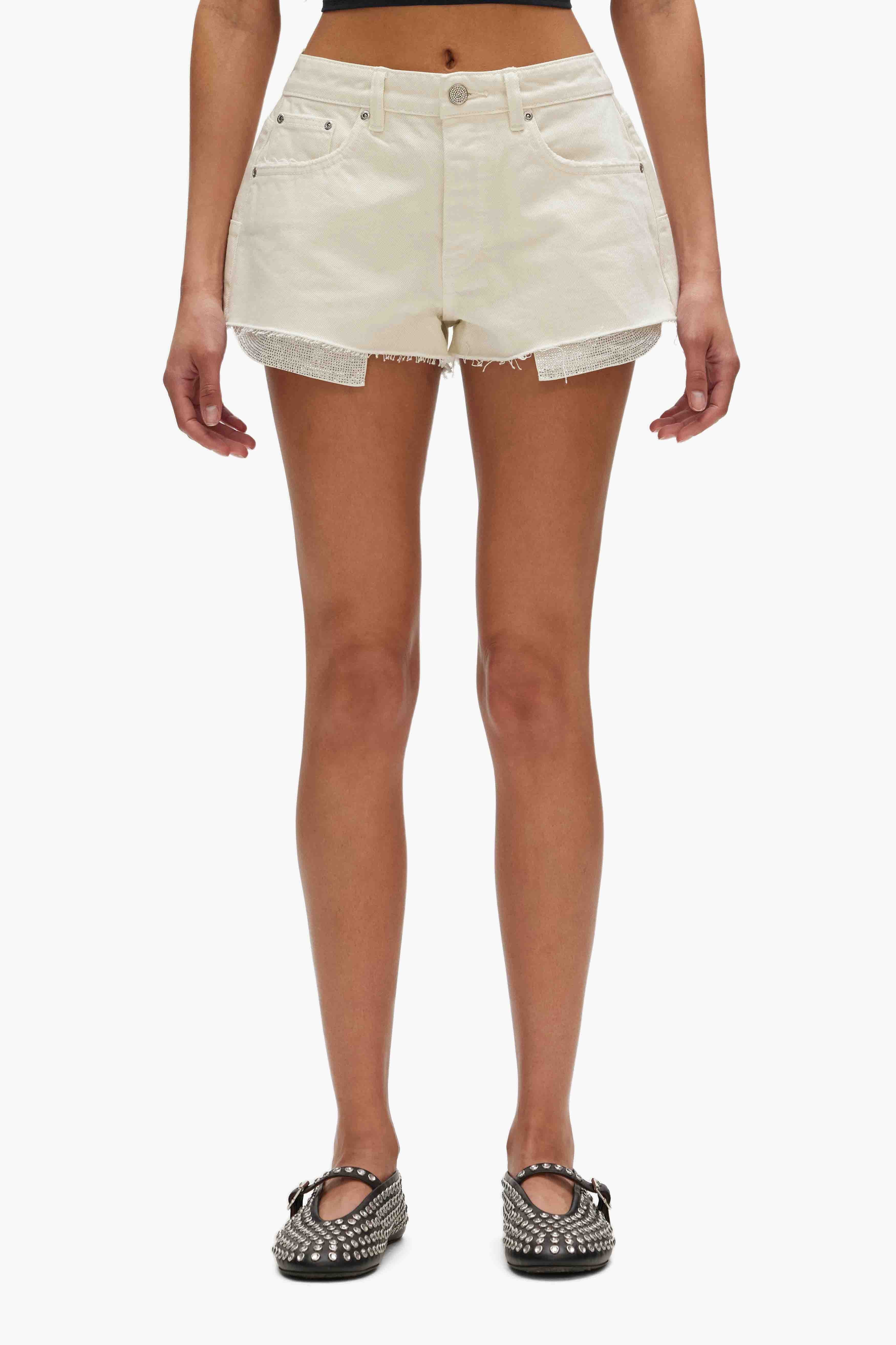 Rhinestone Denim Shorts by Purple Brand