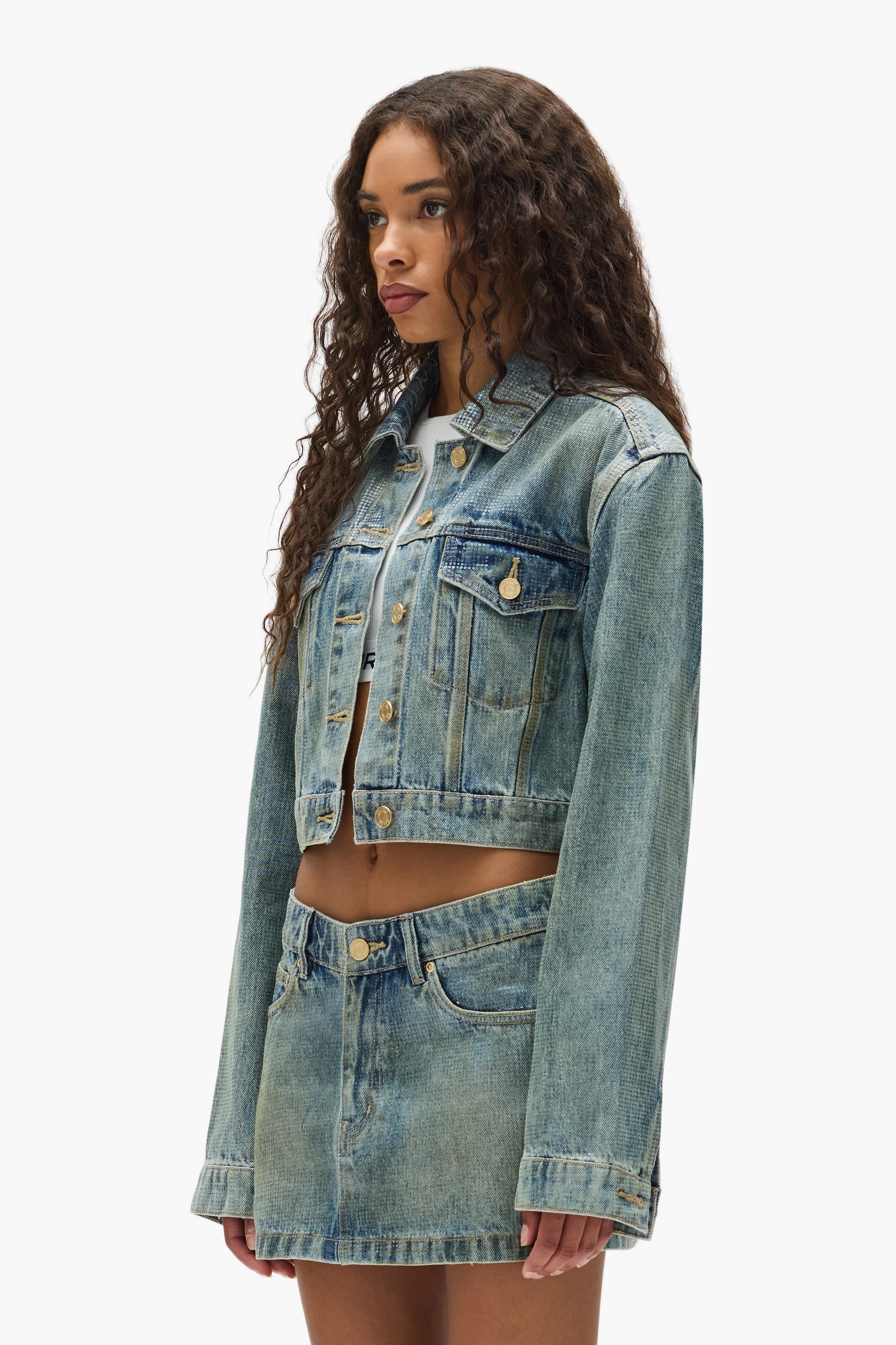 Tiled Overlay Cropped Jacket 3