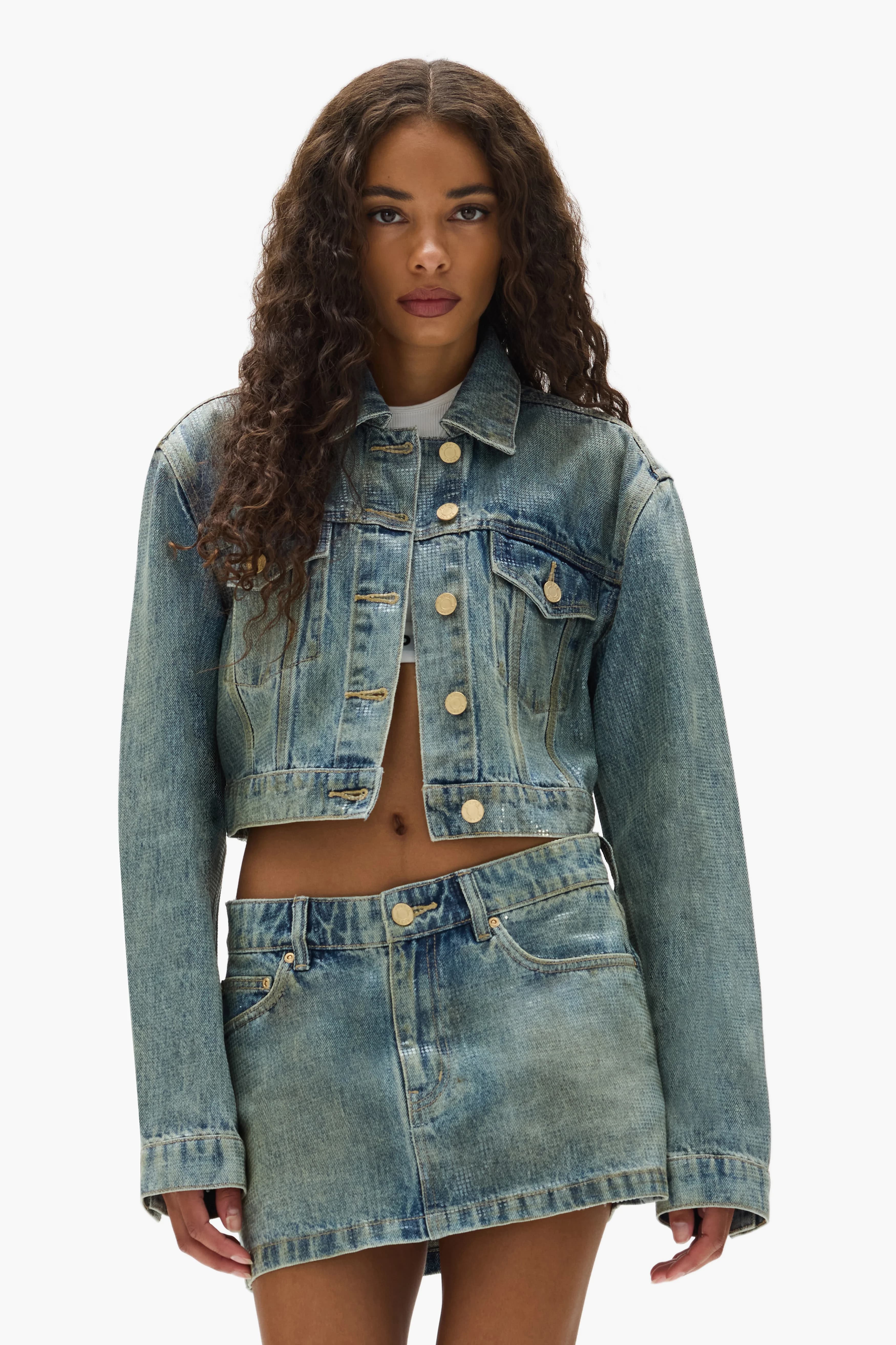 Tiled Overlay Cropped Jacket 5