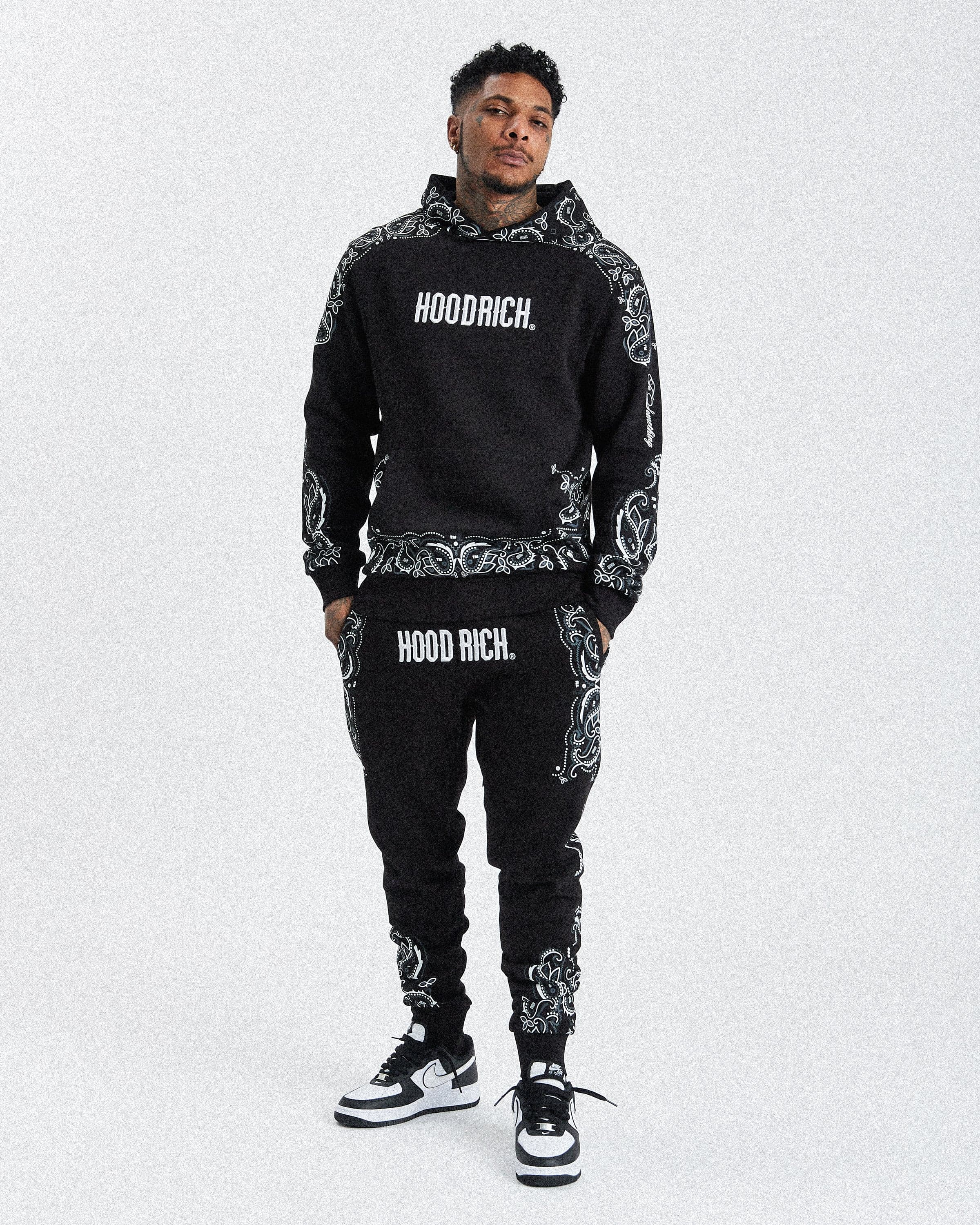 Motif Hoodie - Black/White/Grey 7