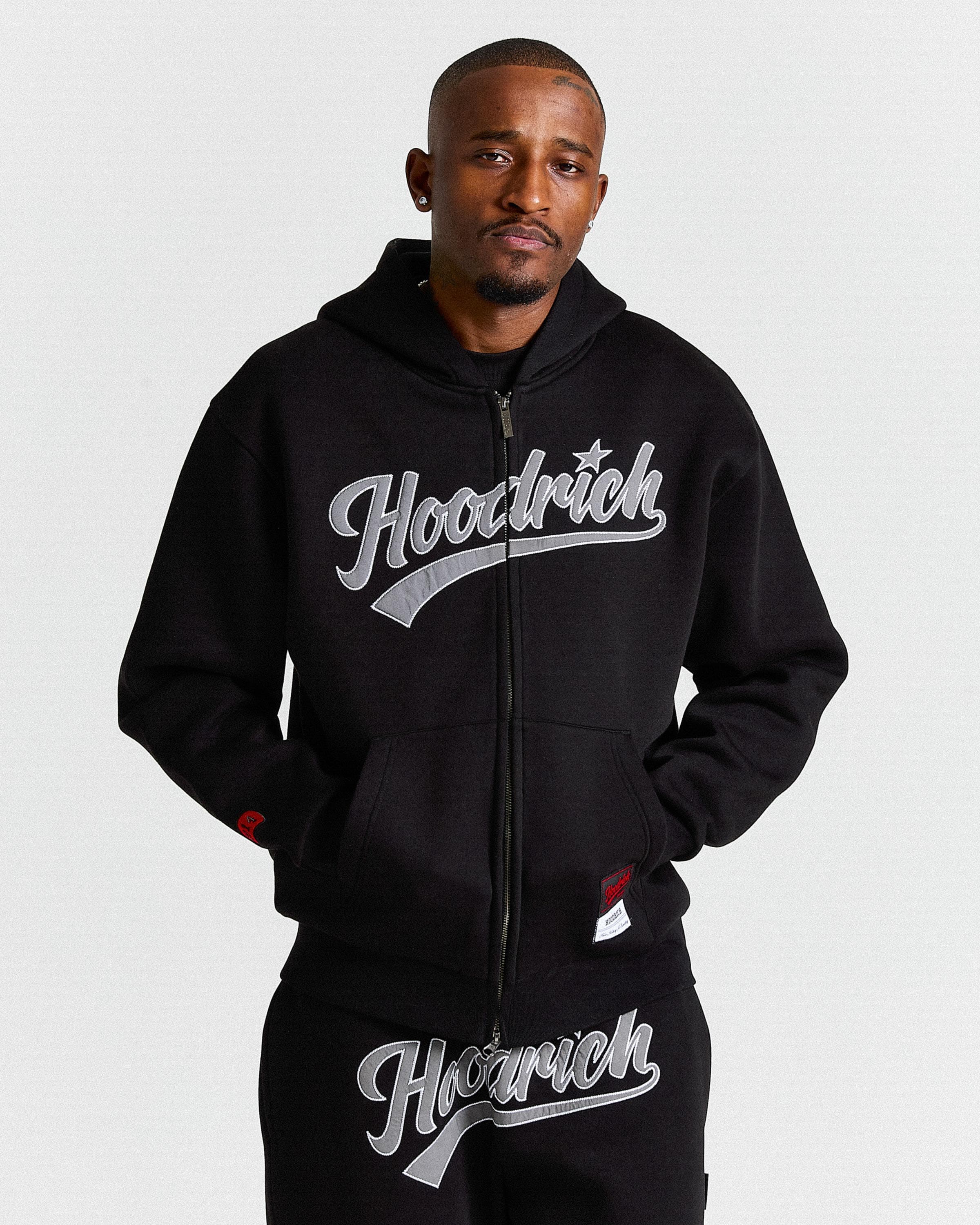 Stade Oversized Zip Hoodie - Black/White by Hoodrich