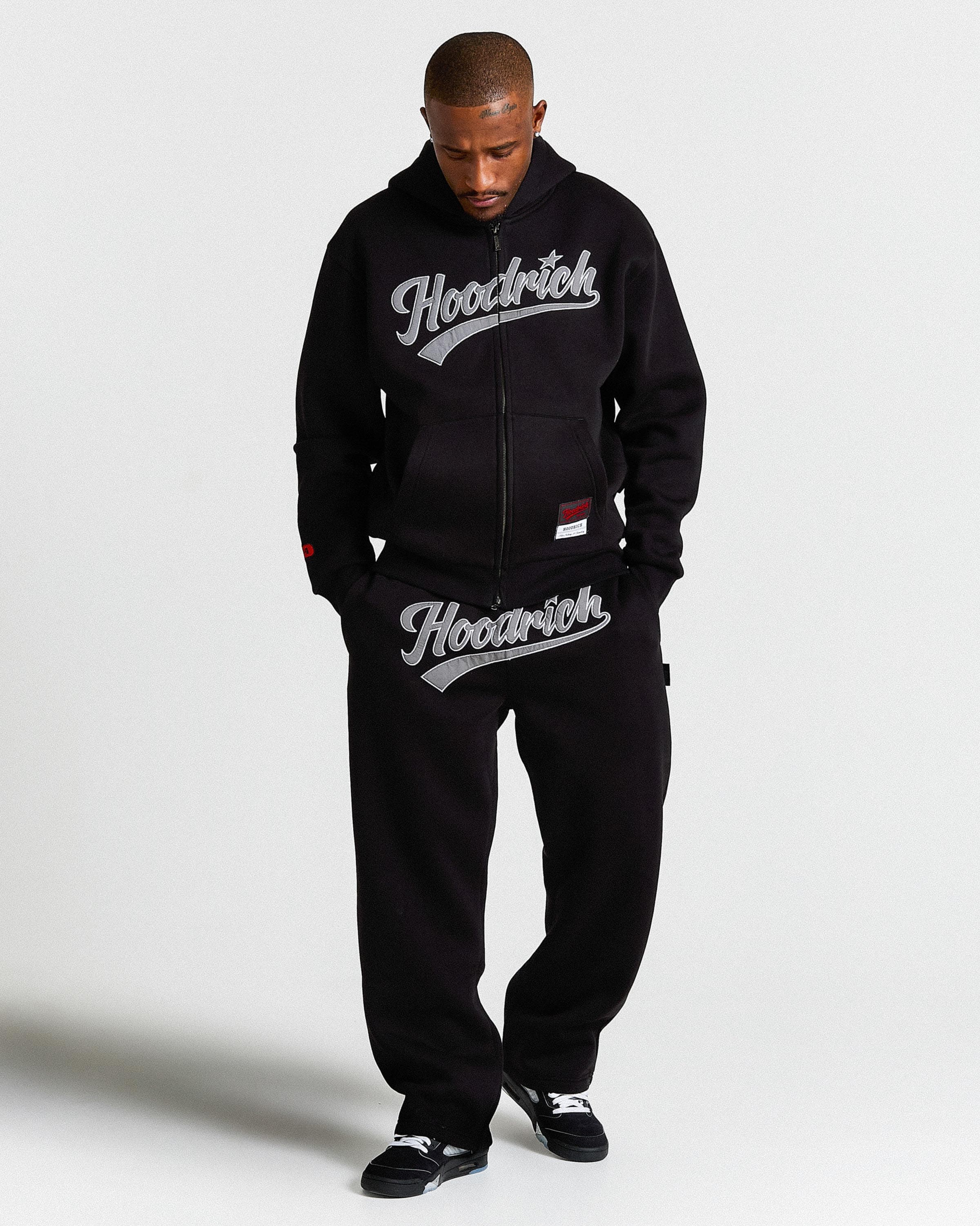 Oversized Wide Leg Joggers - Black/White 5