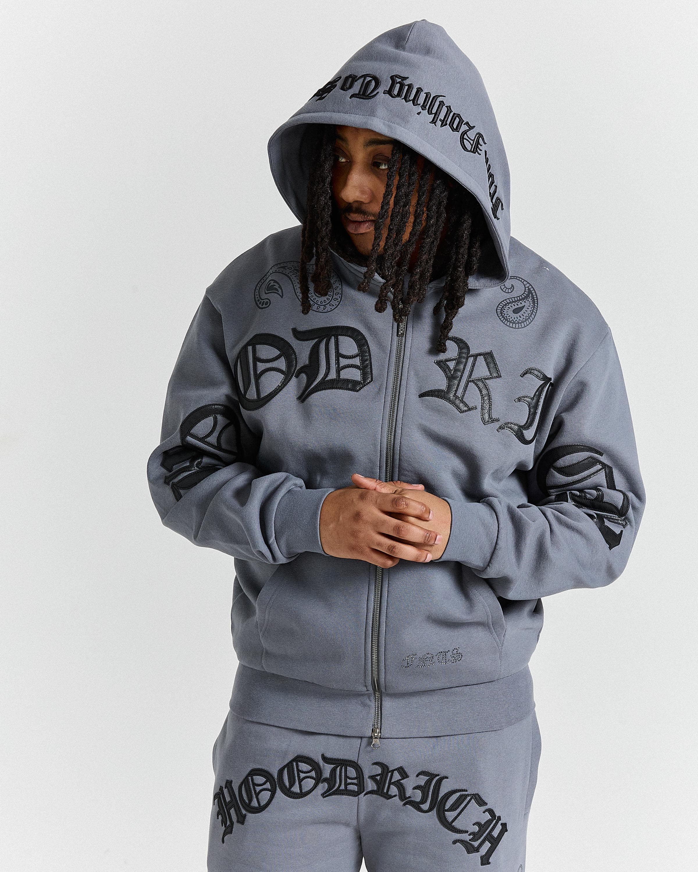 Oversized Zip Through Hoodie - Grey/Black by Hoodrich