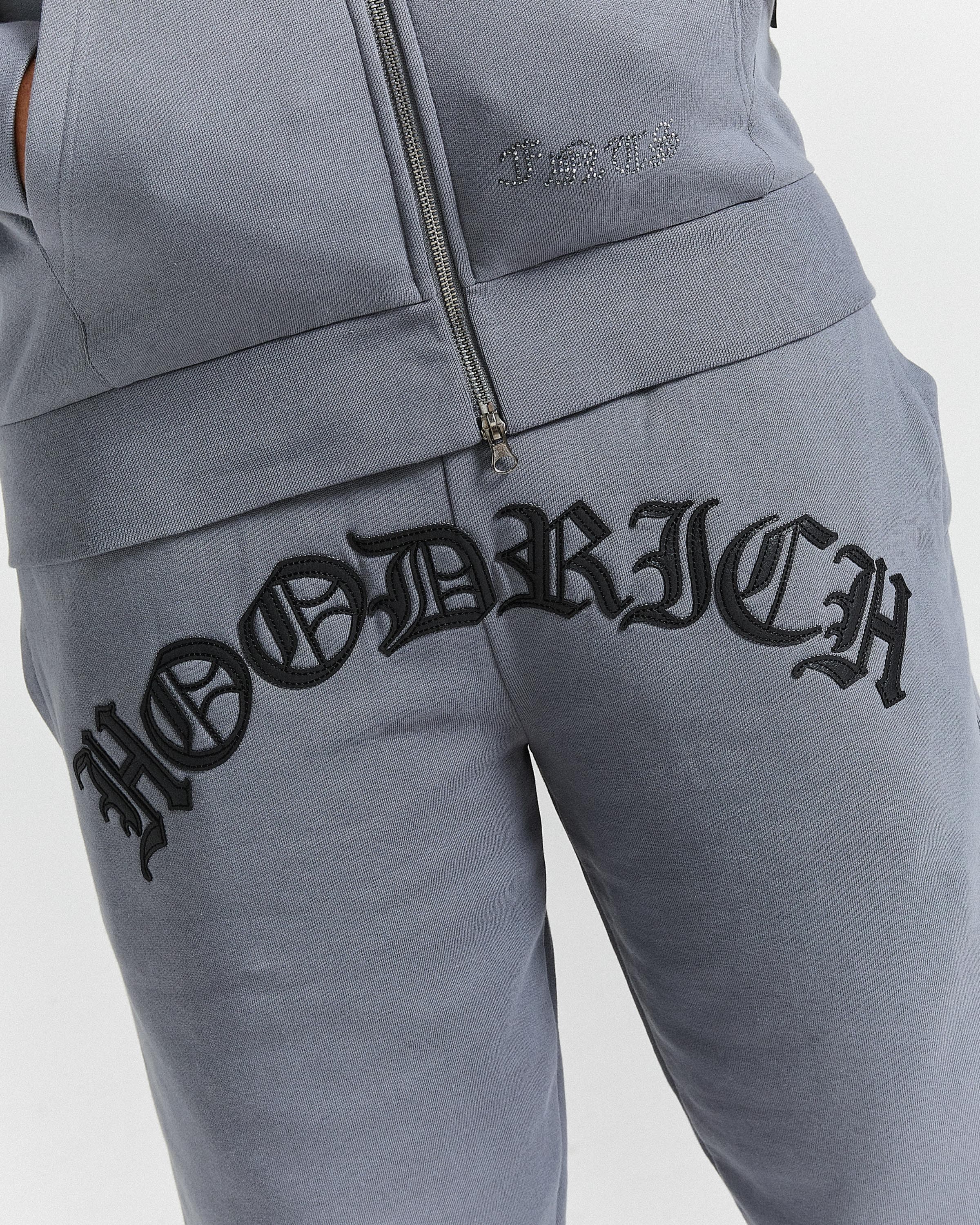 Oversized Open Hem Joggers - Grey/Black 3