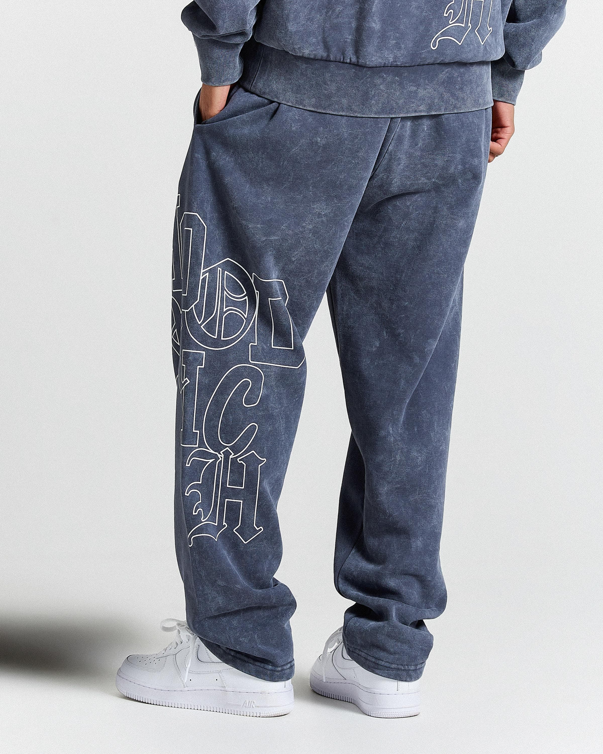 Heritage Oversized Open Hem Joggers - Blue/White 7
