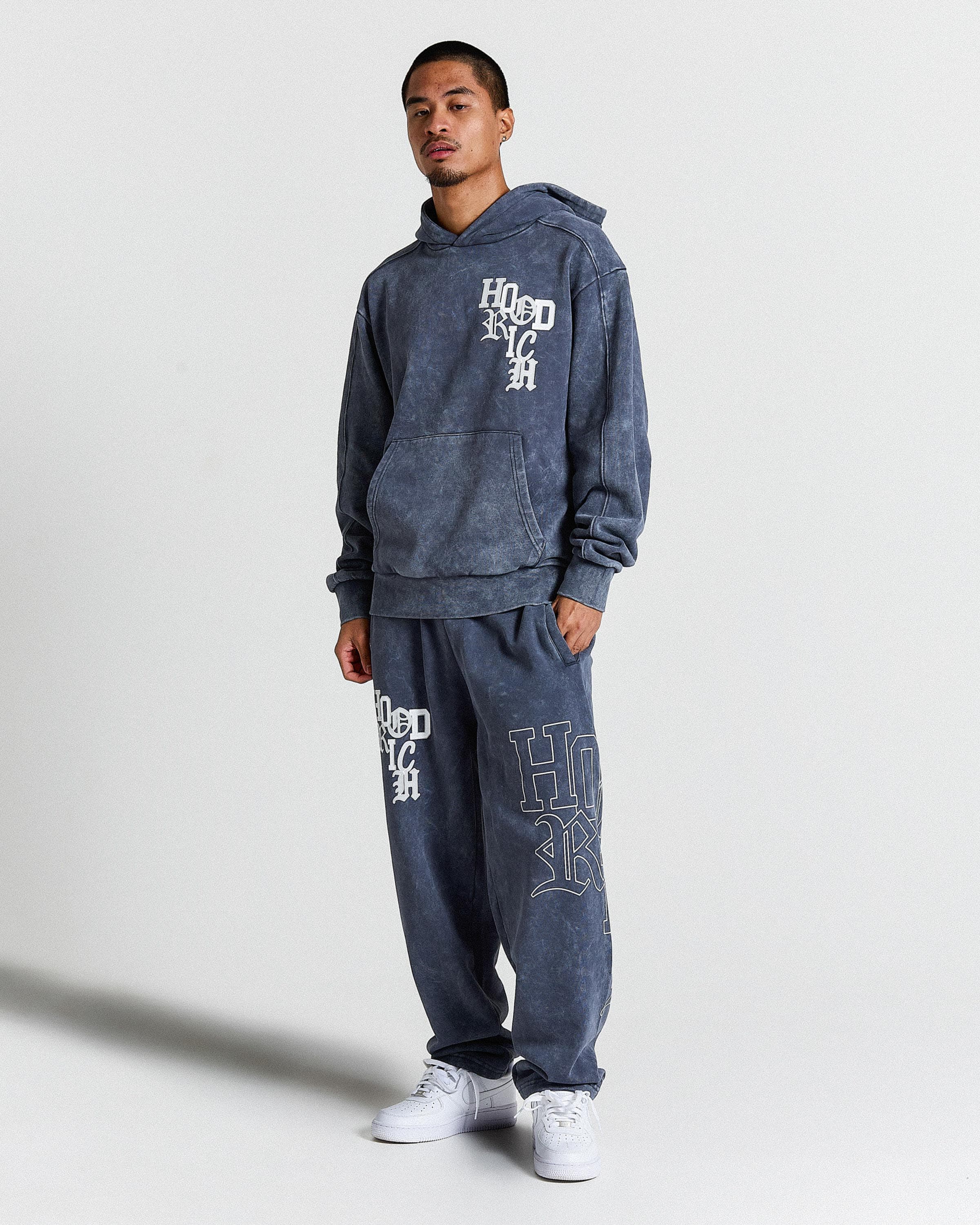 Heritage Oversized Open Hem Joggers - Blue/White 8