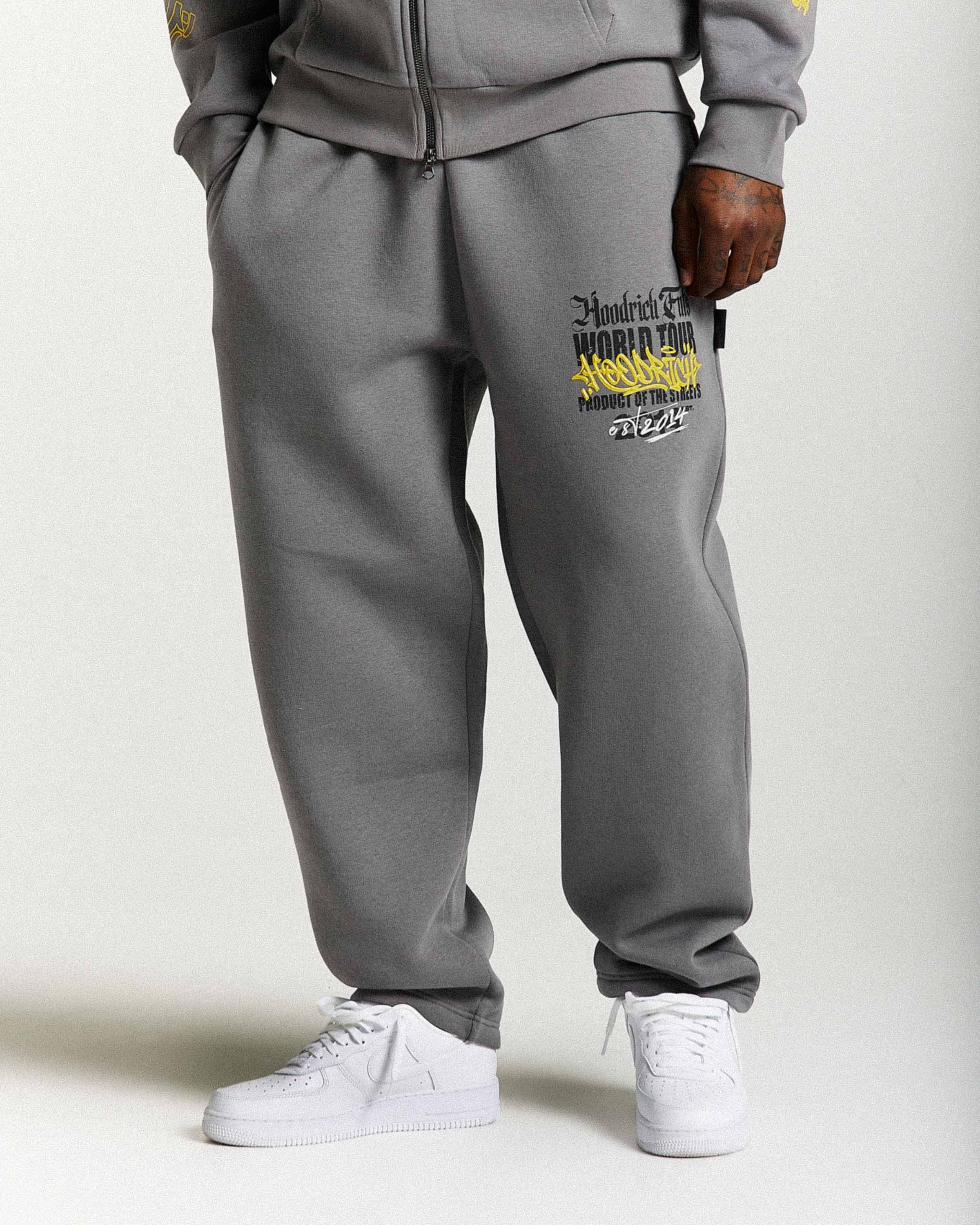 Stamp Tour Oversized Joggers - Grey/Black/Yellow by Hoodrich