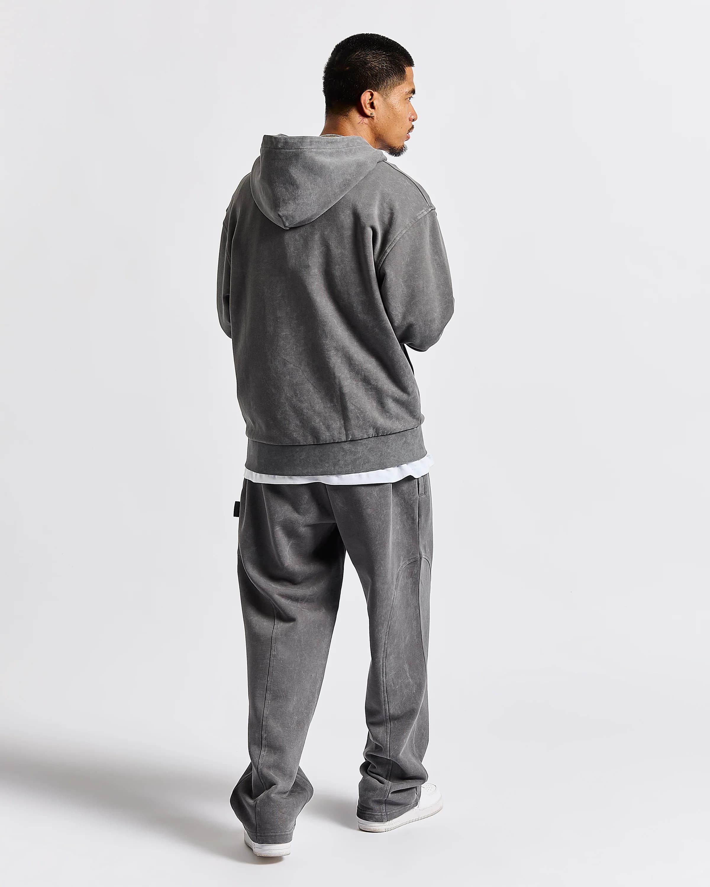 Cursed Oversized Zip Hoodie - Grey Wash/Black 4