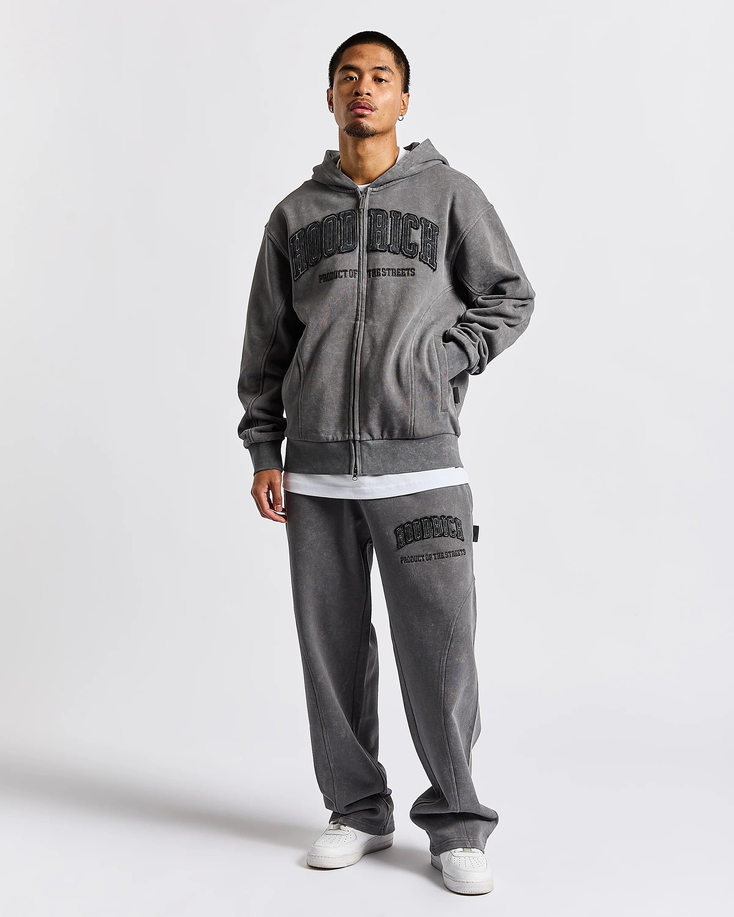 Cursed Oversized Wide Leg Jogger - Grey Wash/Black 2