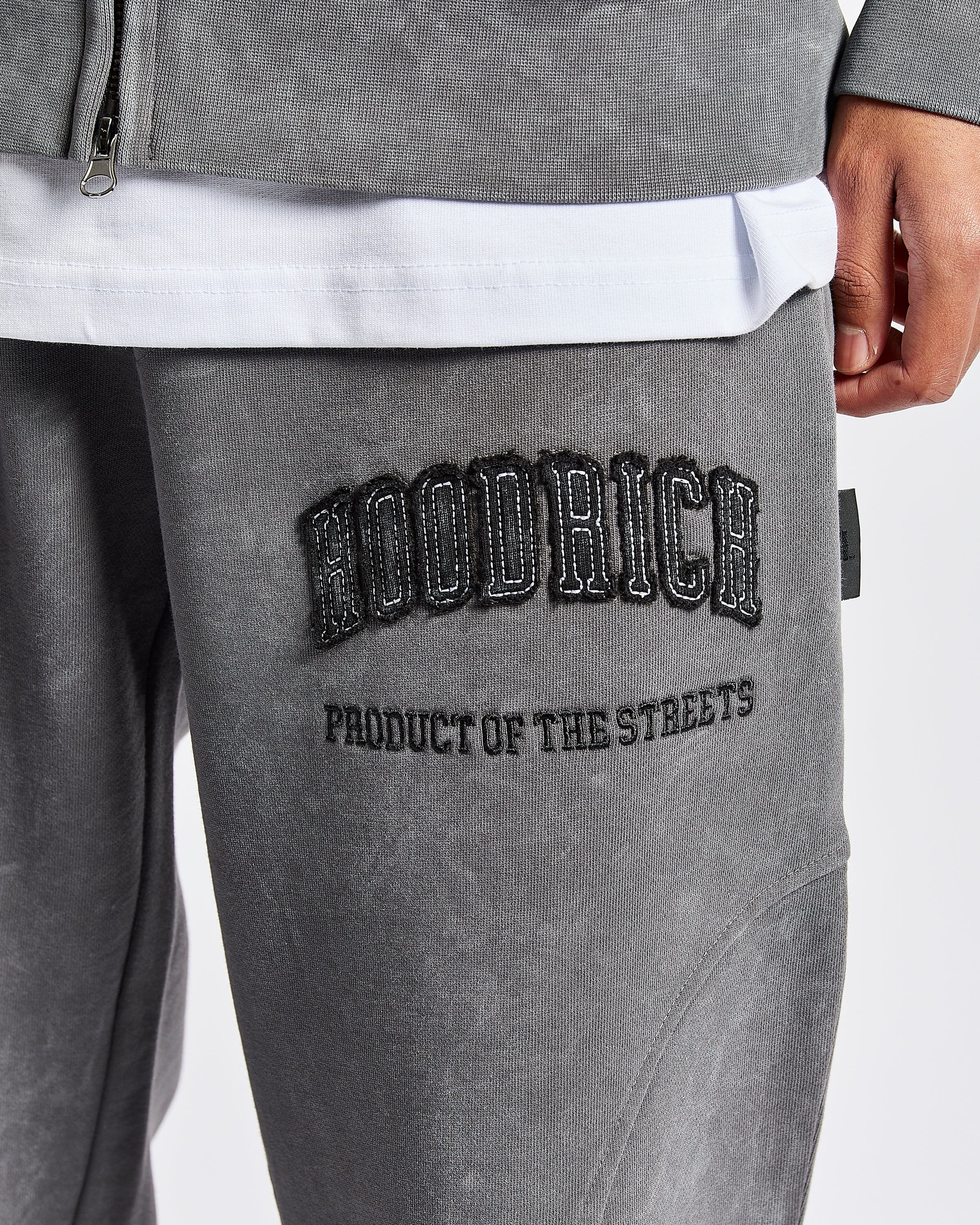 Cursed Oversized Wide Leg Jogger - Grey Wash/Black 4