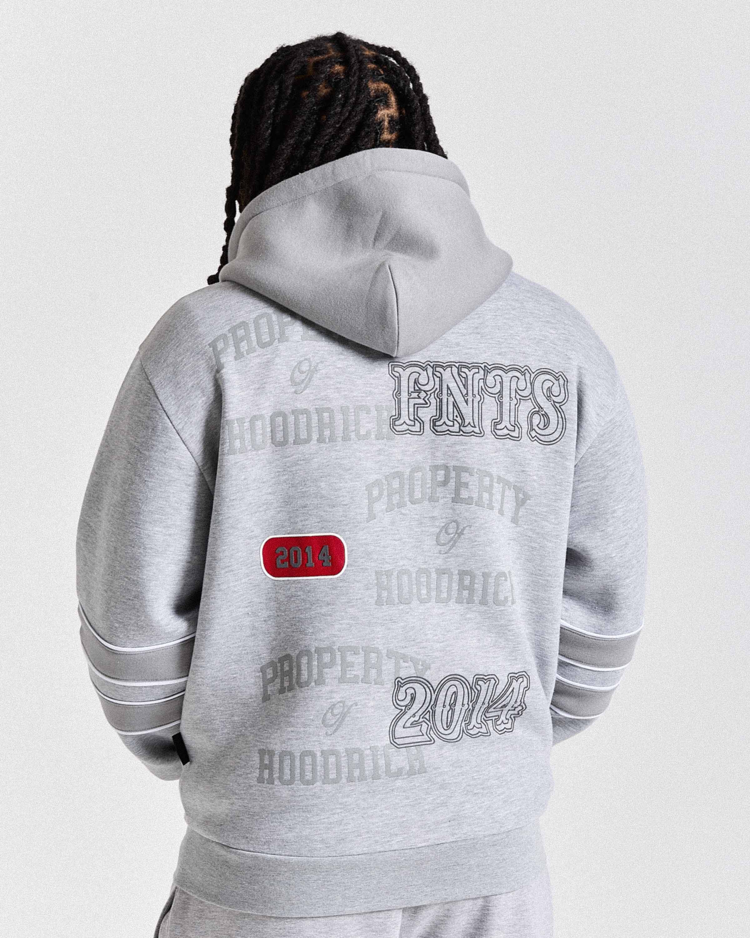 Varsite Oversized Zip Hoodie - Grey/White 2