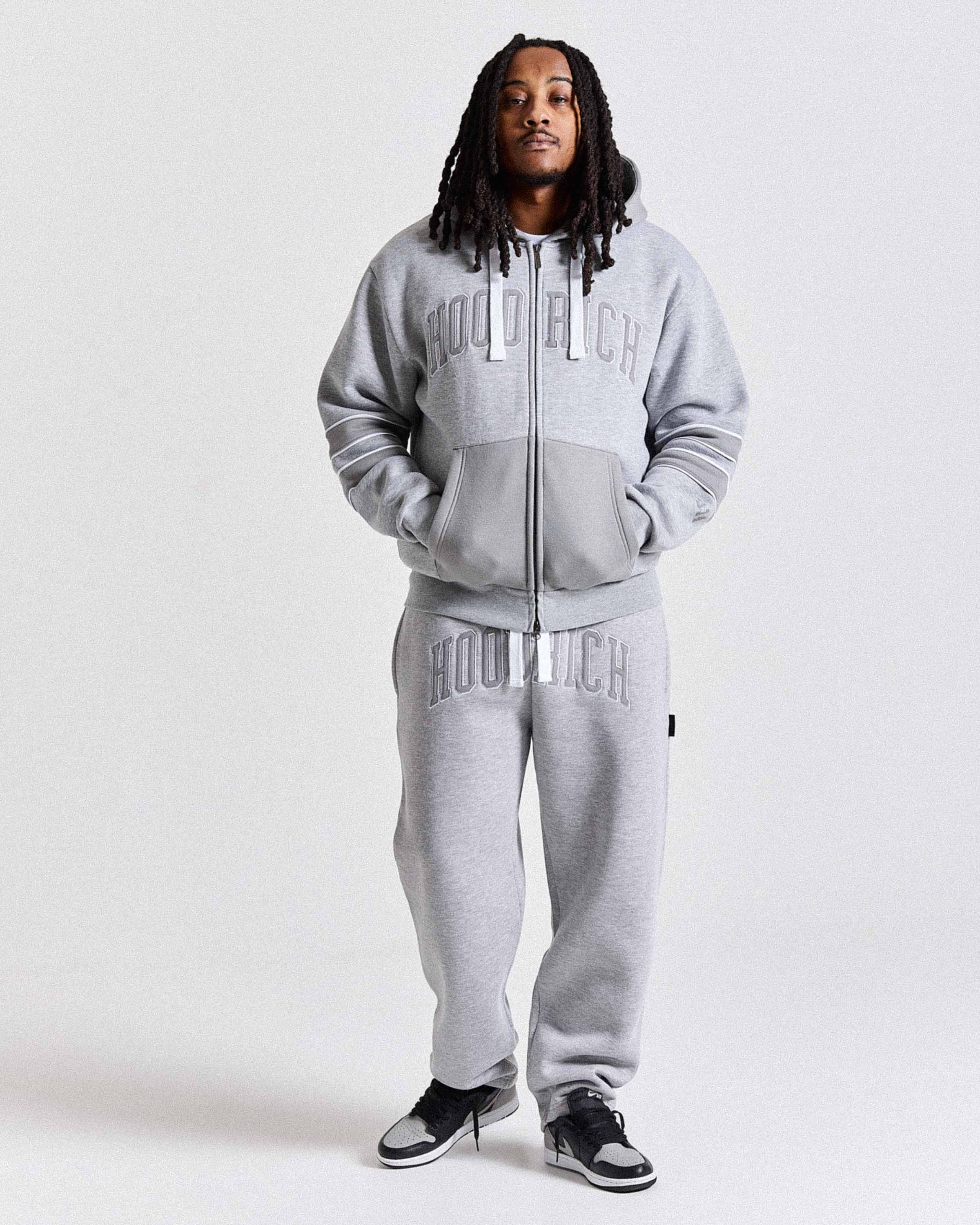 Varsite Oversized Wide Leg Joggers - Grey/White 8