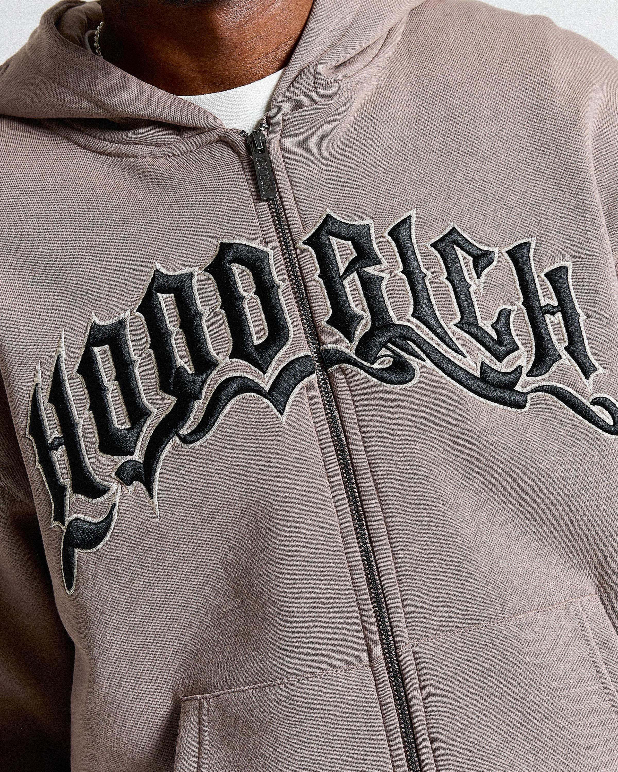 Ritual Oversized Zip Hoodie - Brown/White/Black 5