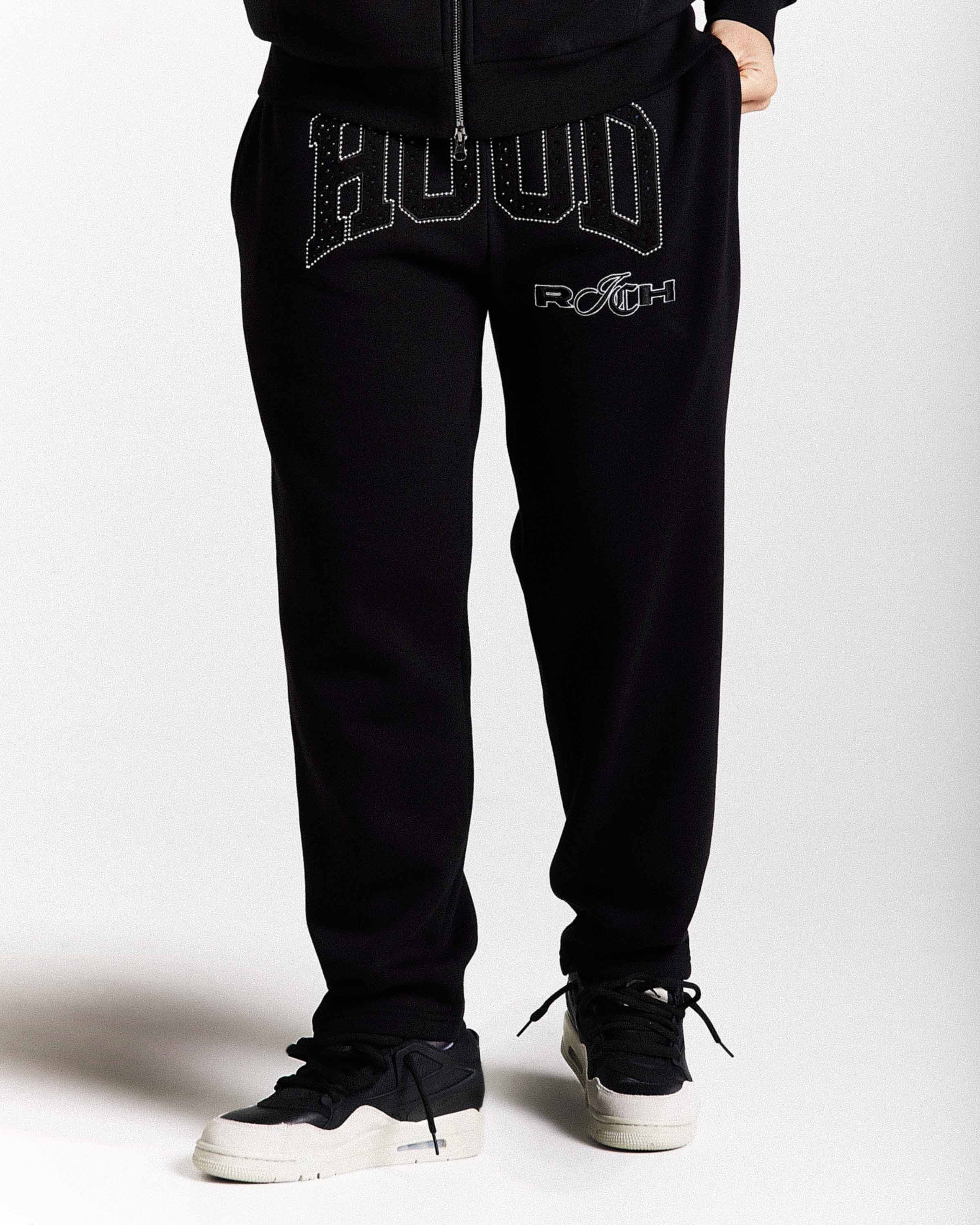 Captain Oversized Wide Leg Joggers - Black/White 6