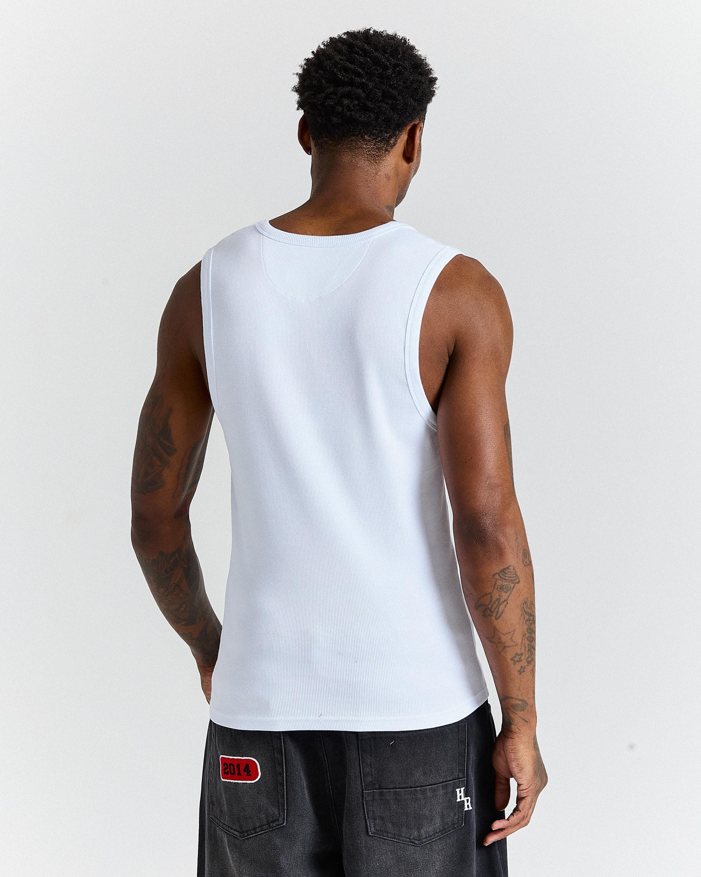 Varsite Ribbed Vest - White/Grey 6