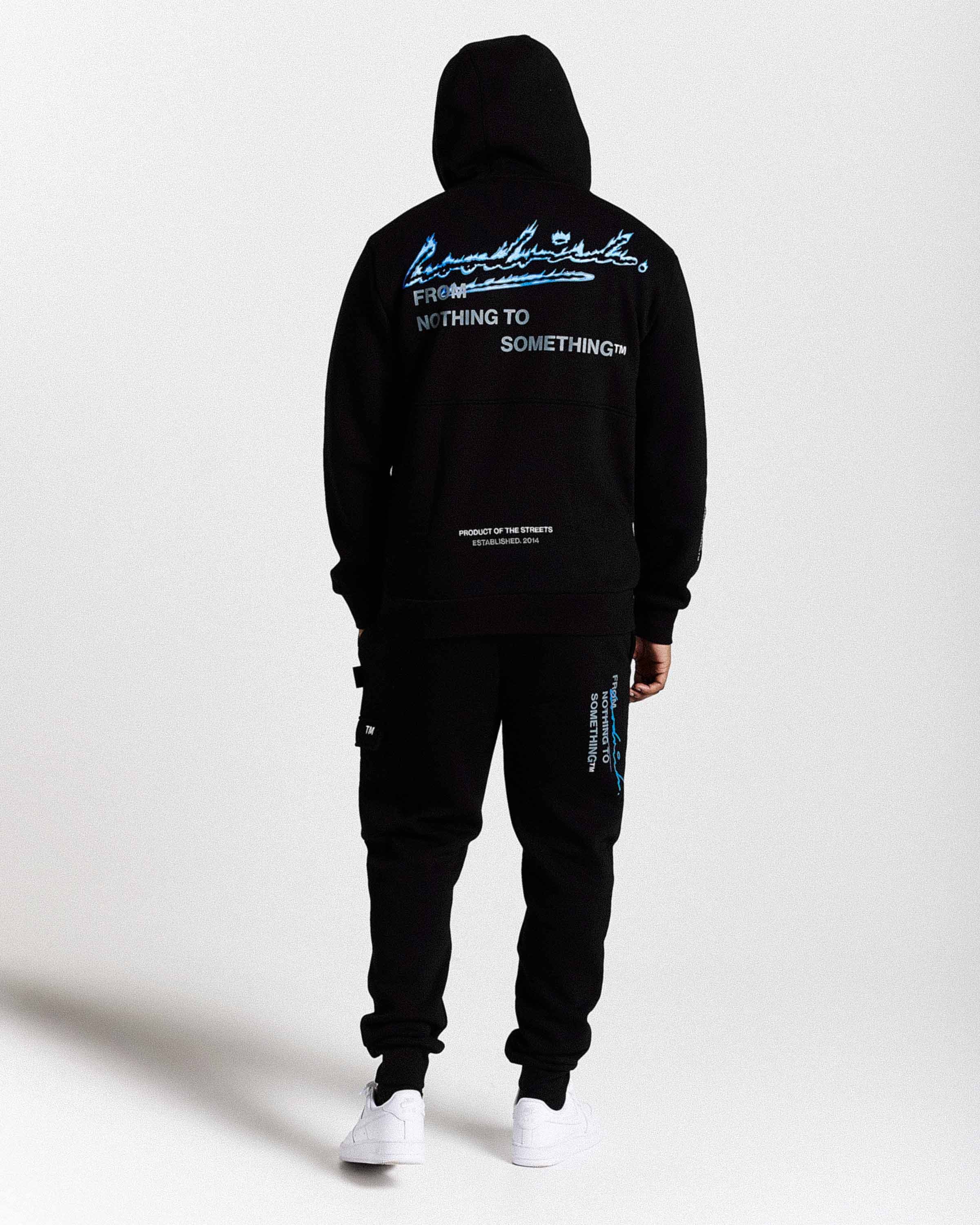 Flames Hoodie - Black/White/Blue 4