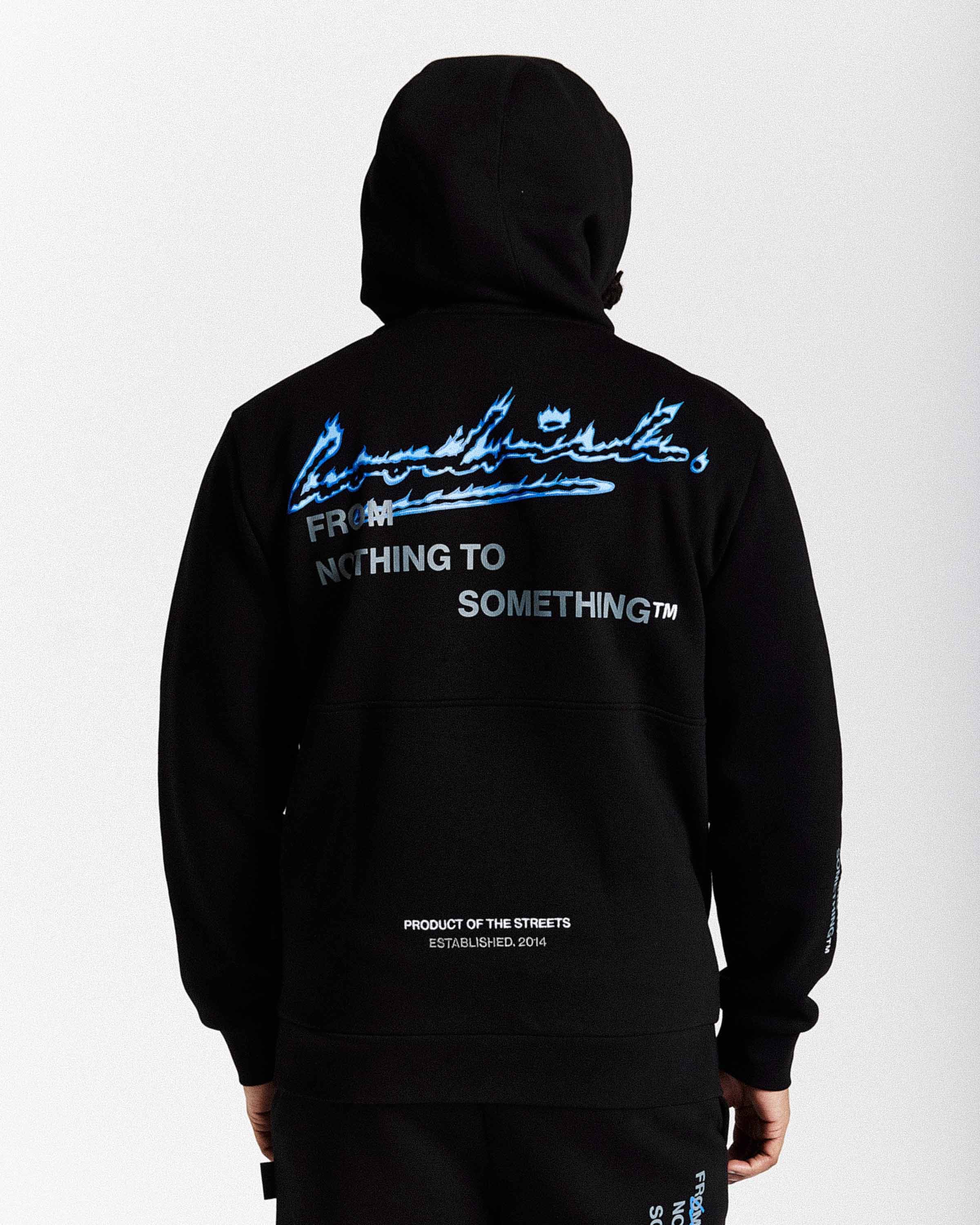 Flames Hoodie - Black/White/Blue 2