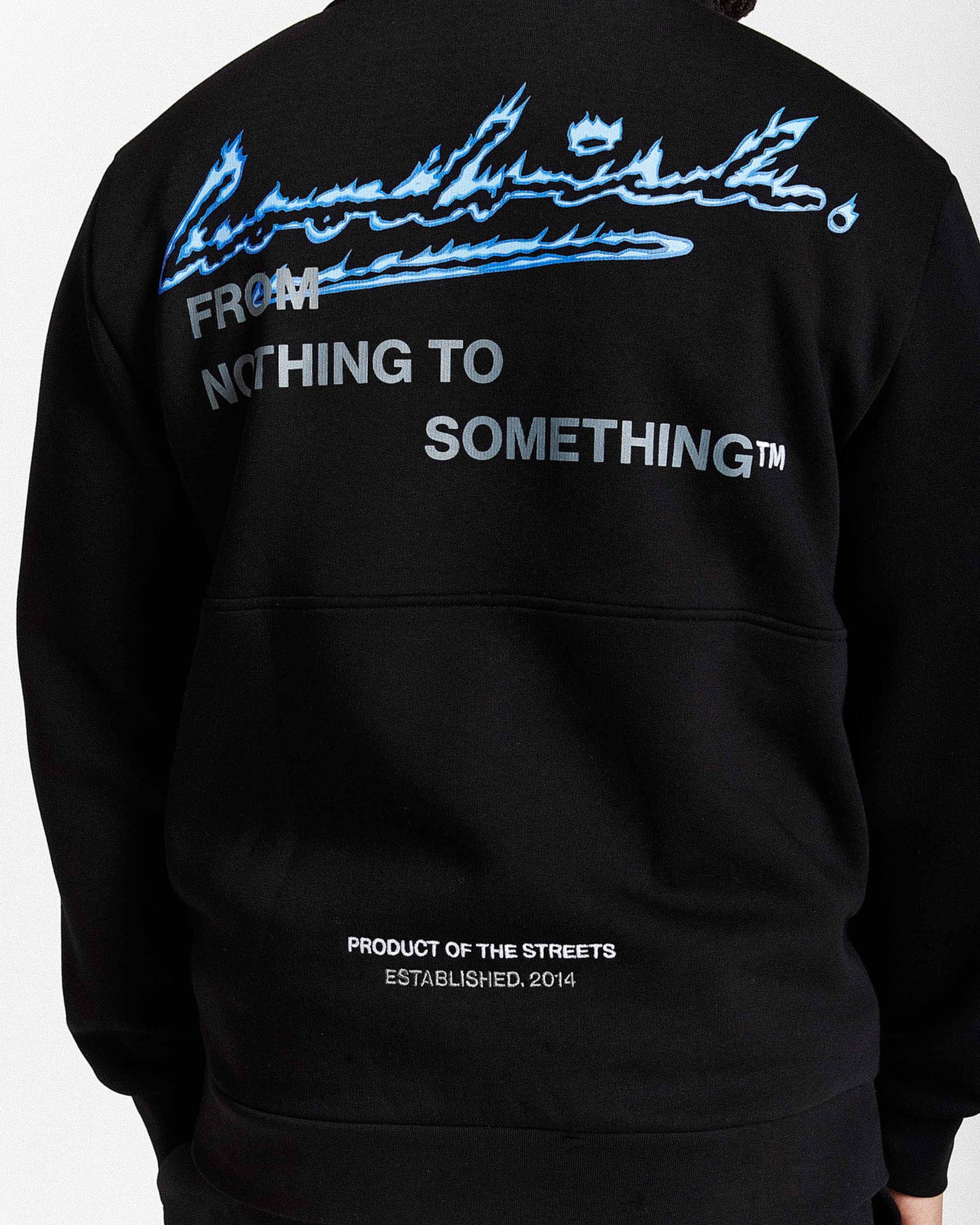 Flames Hoodie - Black/White/Blue 3