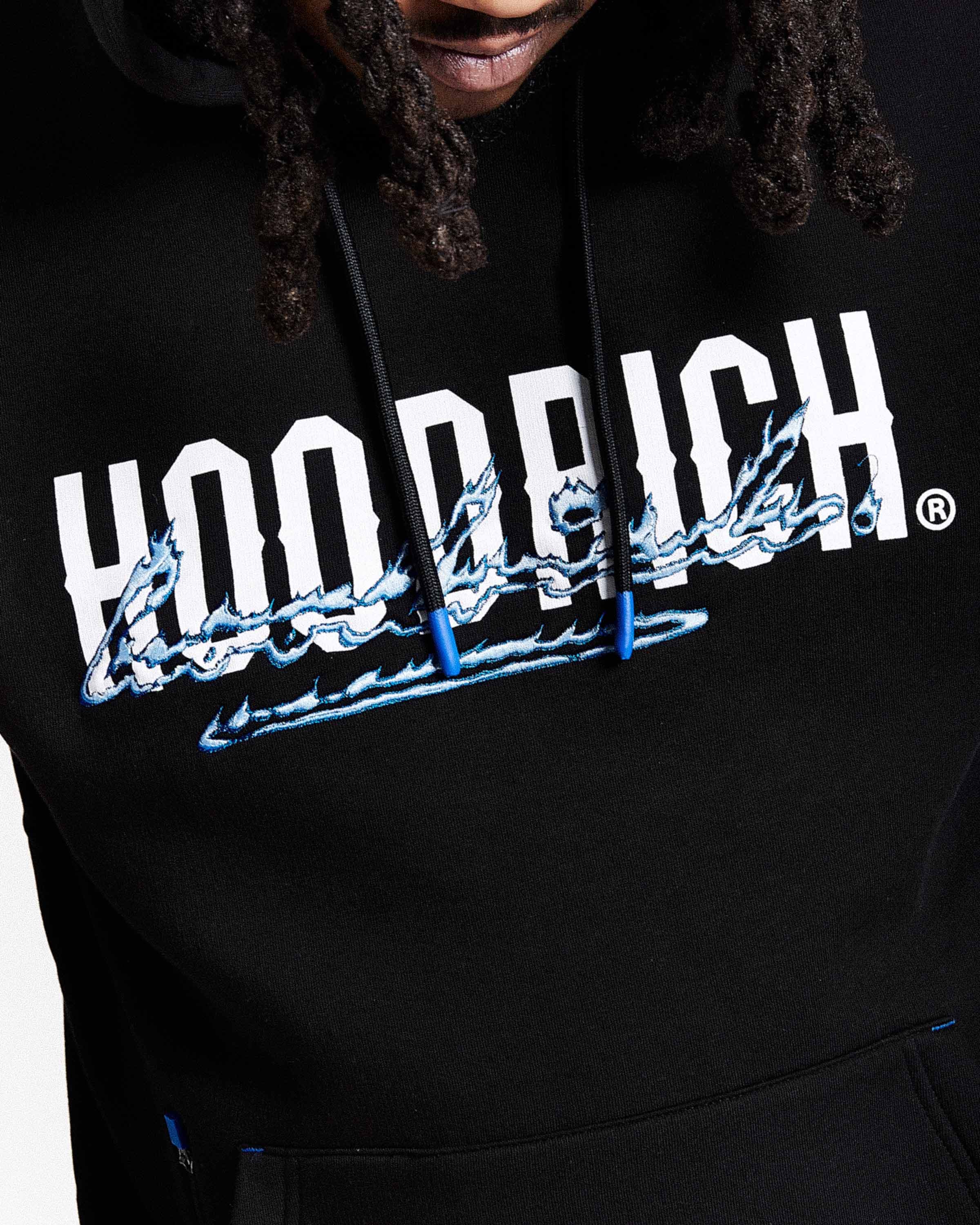 Flames Hoodie - Black/White/Blue 6