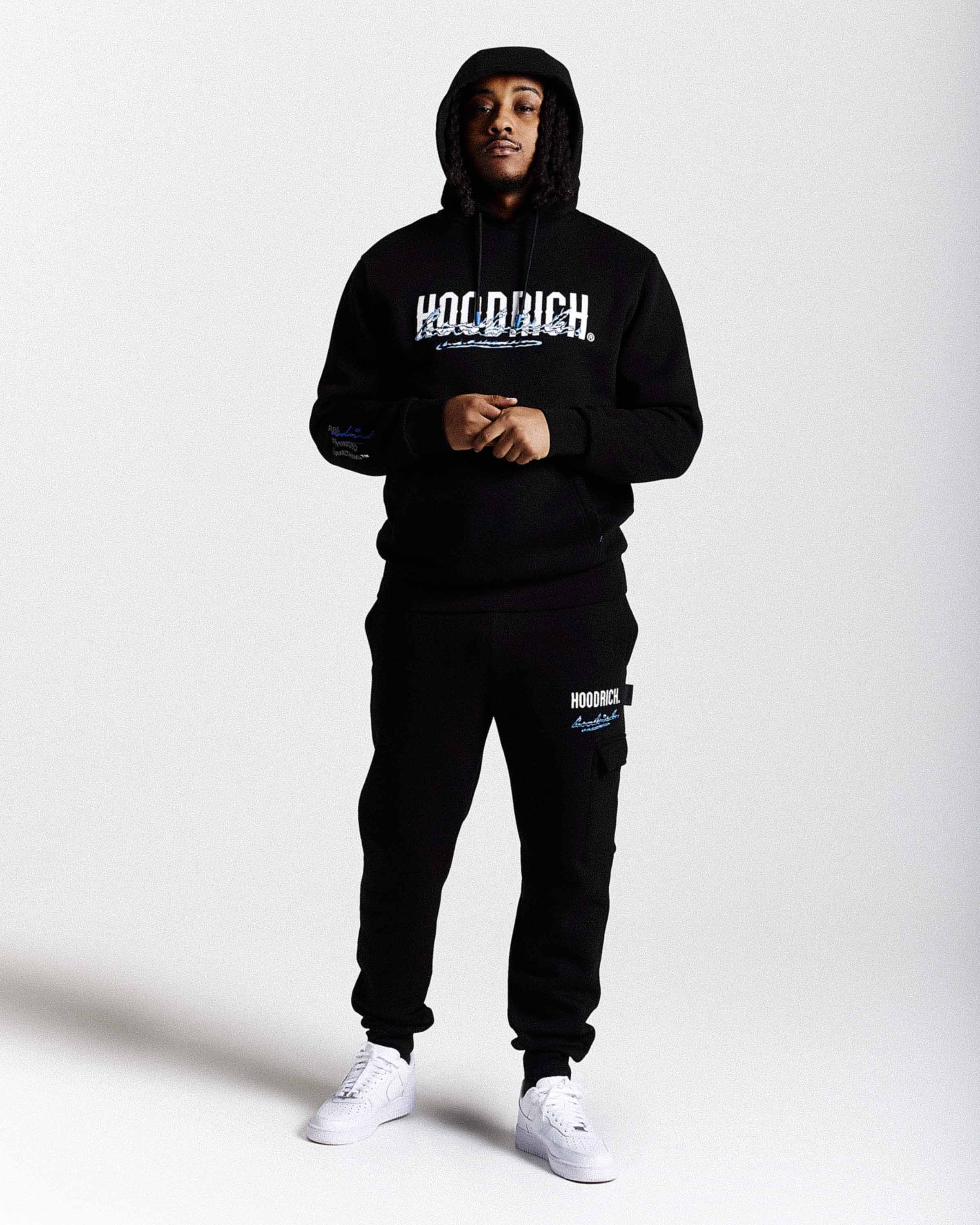 Flames Hoodie - Black/White/Blue 8