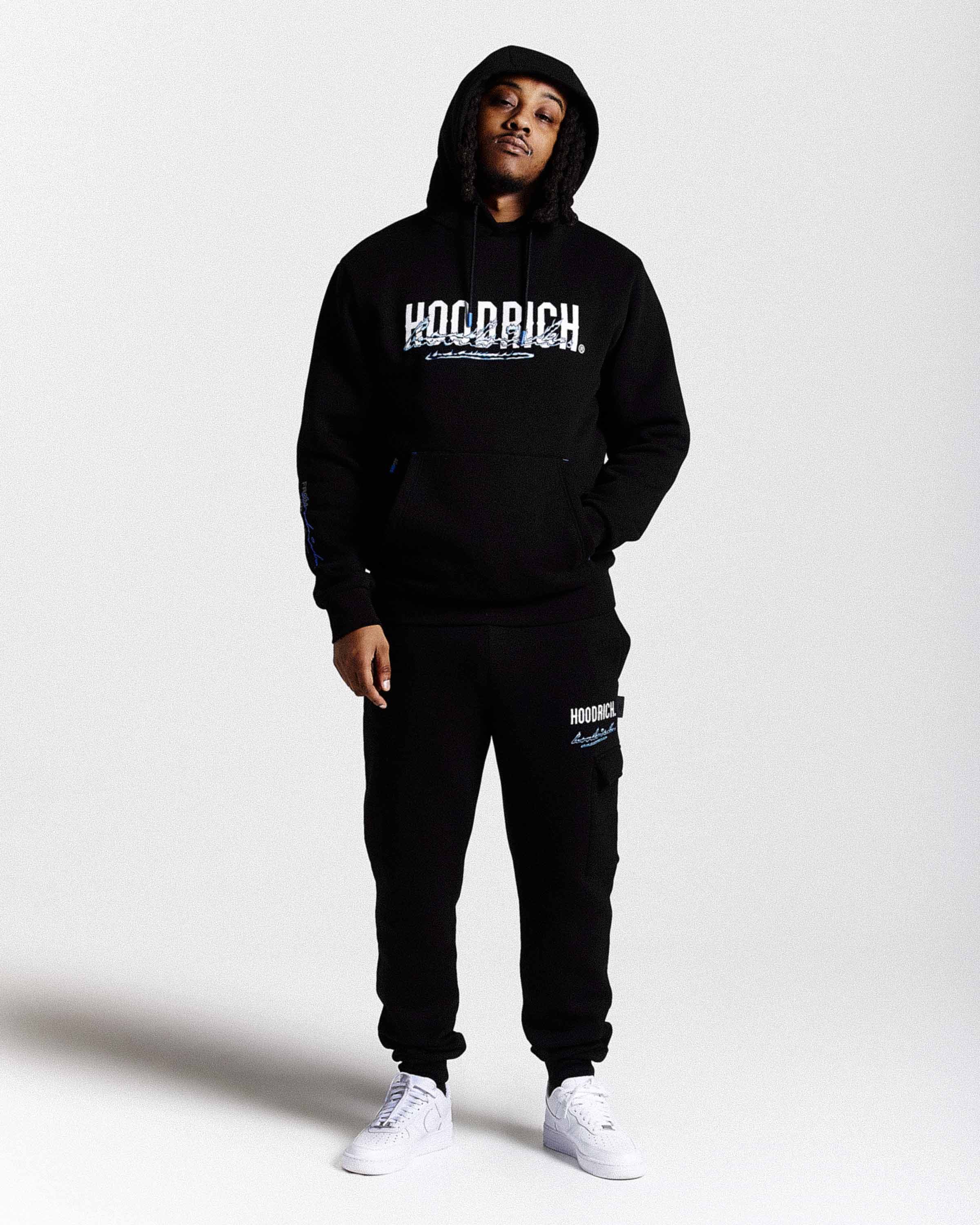 Flames Hoodie - Black/White/Blue 9