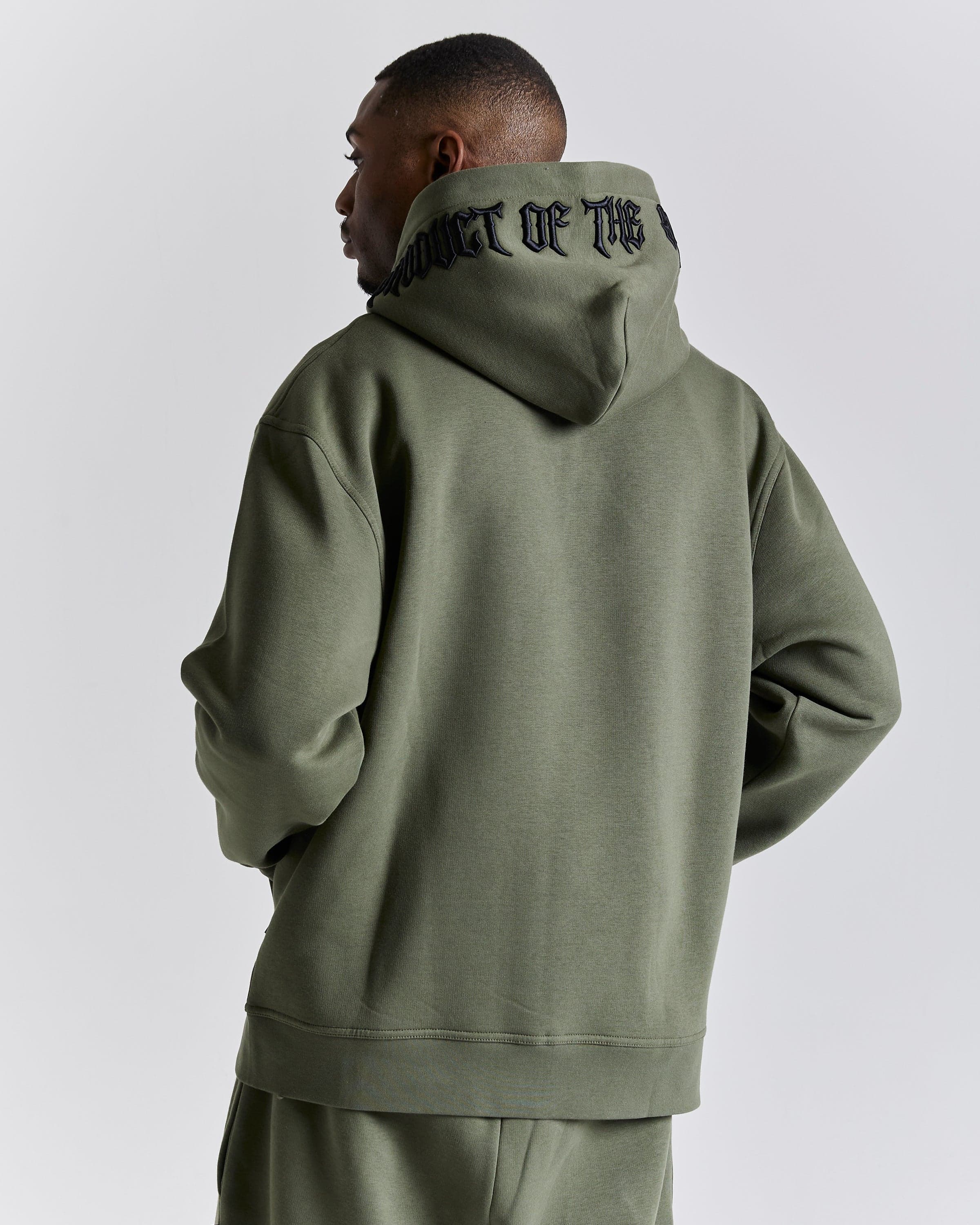 Ritual Oversized Zip Hoodie - Khaki Green/Black 7