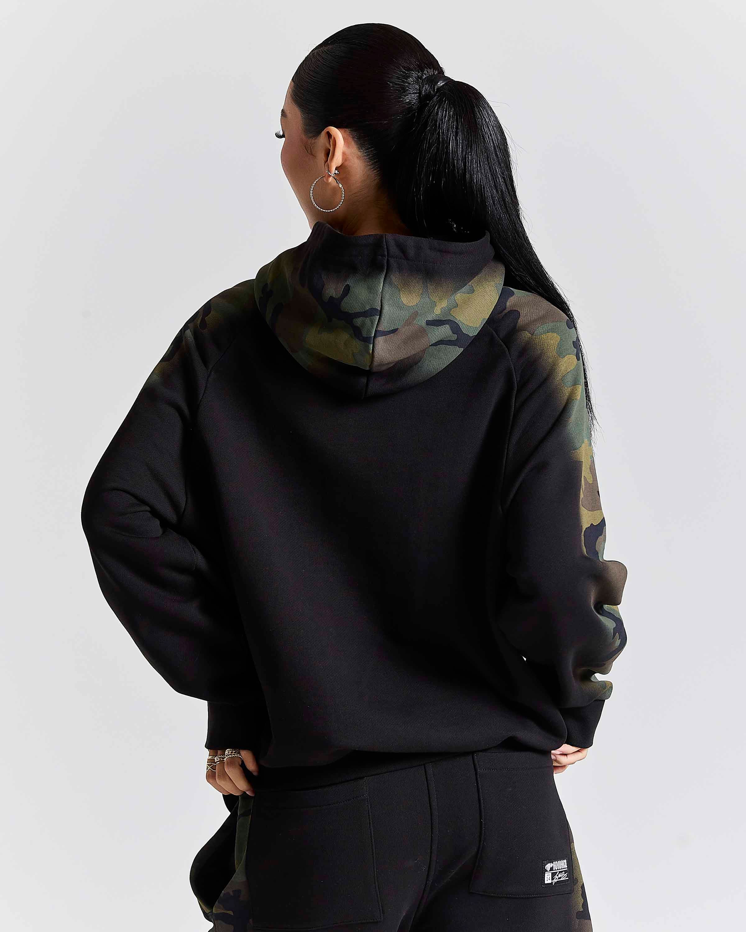 Shade Zip Through Hoodie - Black Camo 11