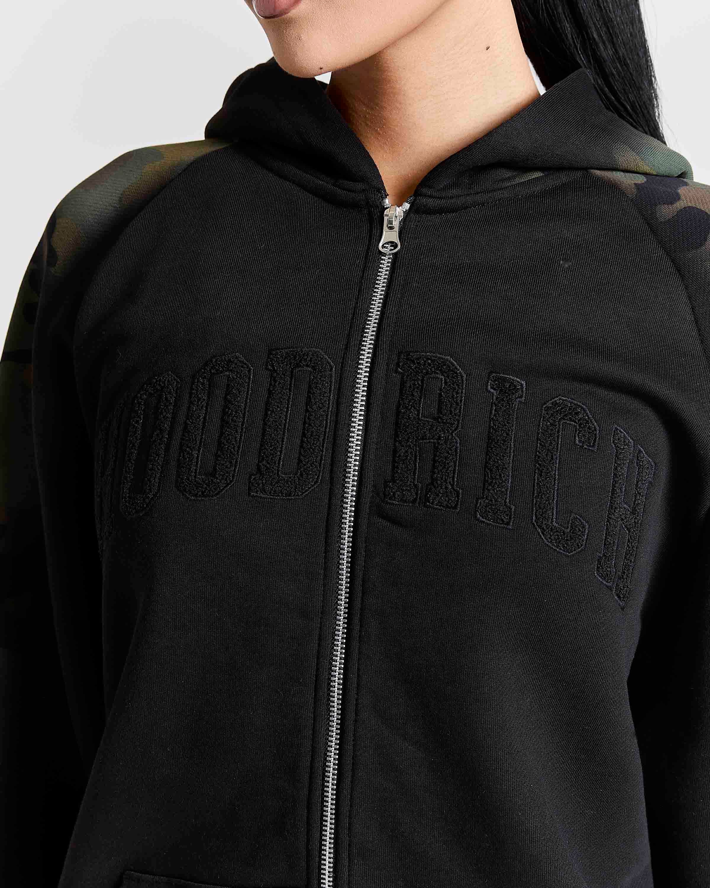 Shade Zip Through Hoodie - Black Camo 16