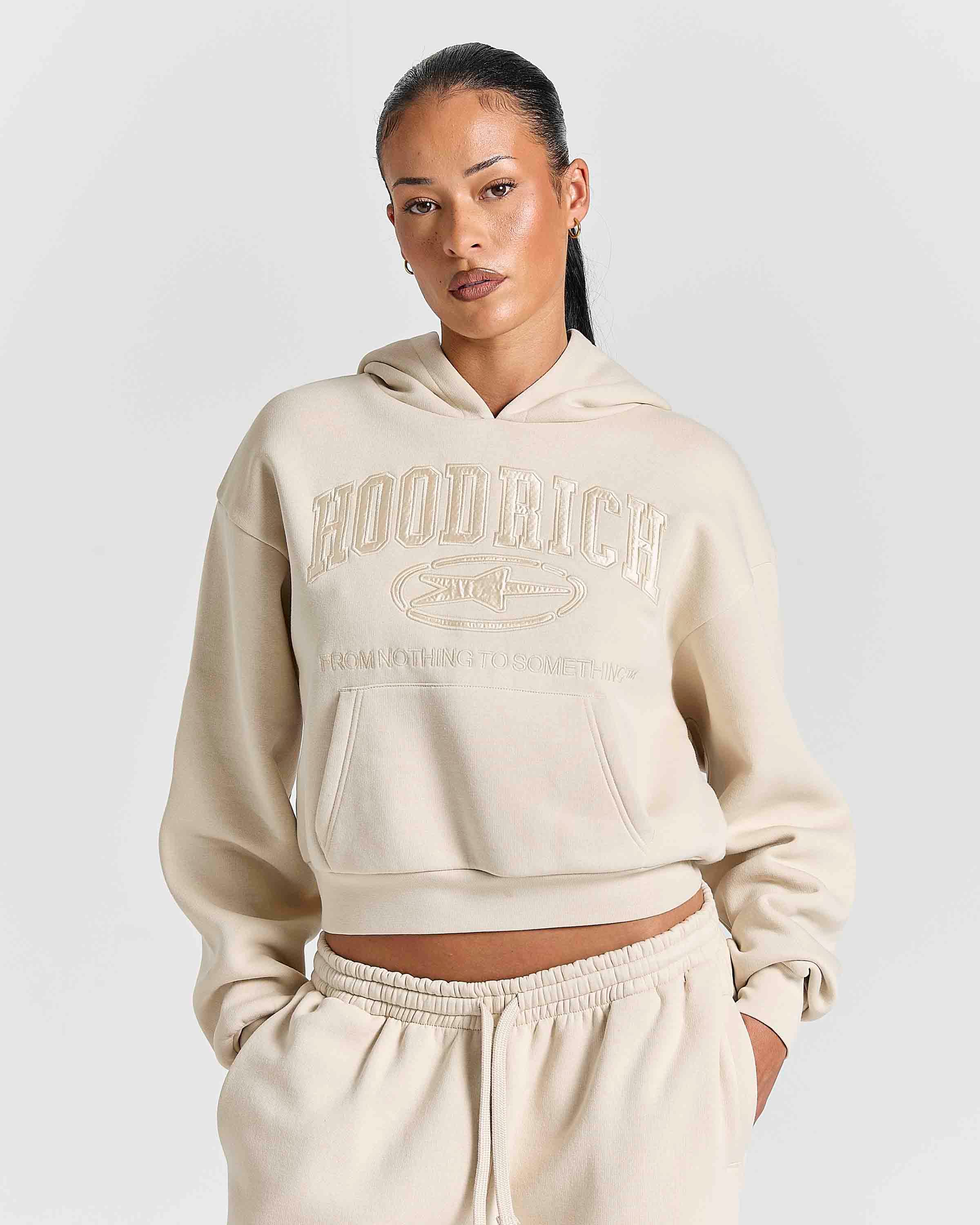 Women's Aegis Cropped Hoodie - Stone by Hoodrich