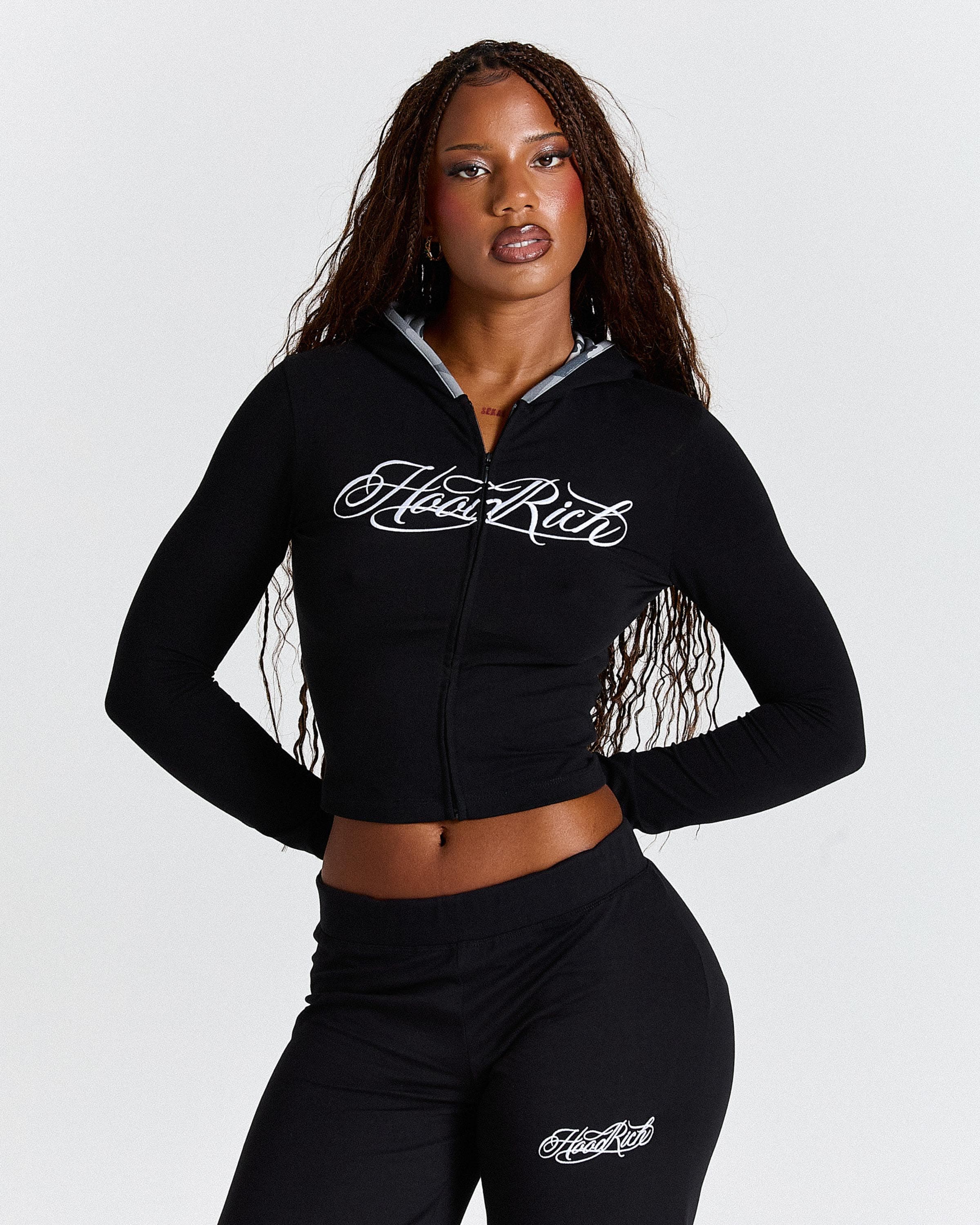 Kai Camo Fitted Zip Hoodie - Black/Camo/White by Hoodrich
