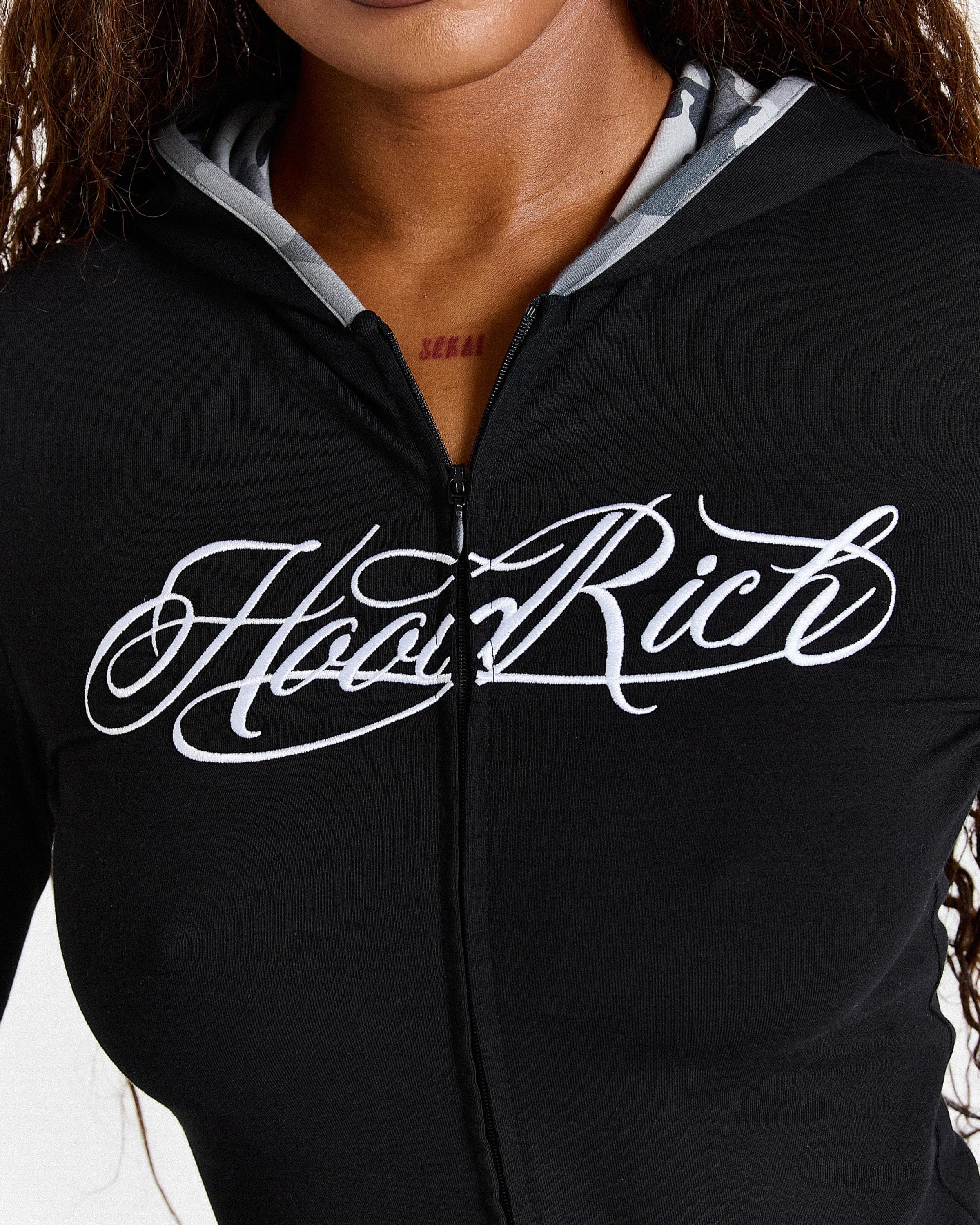 Kai Camo Fitted Zip Hoodie - Black/Camo/White 5