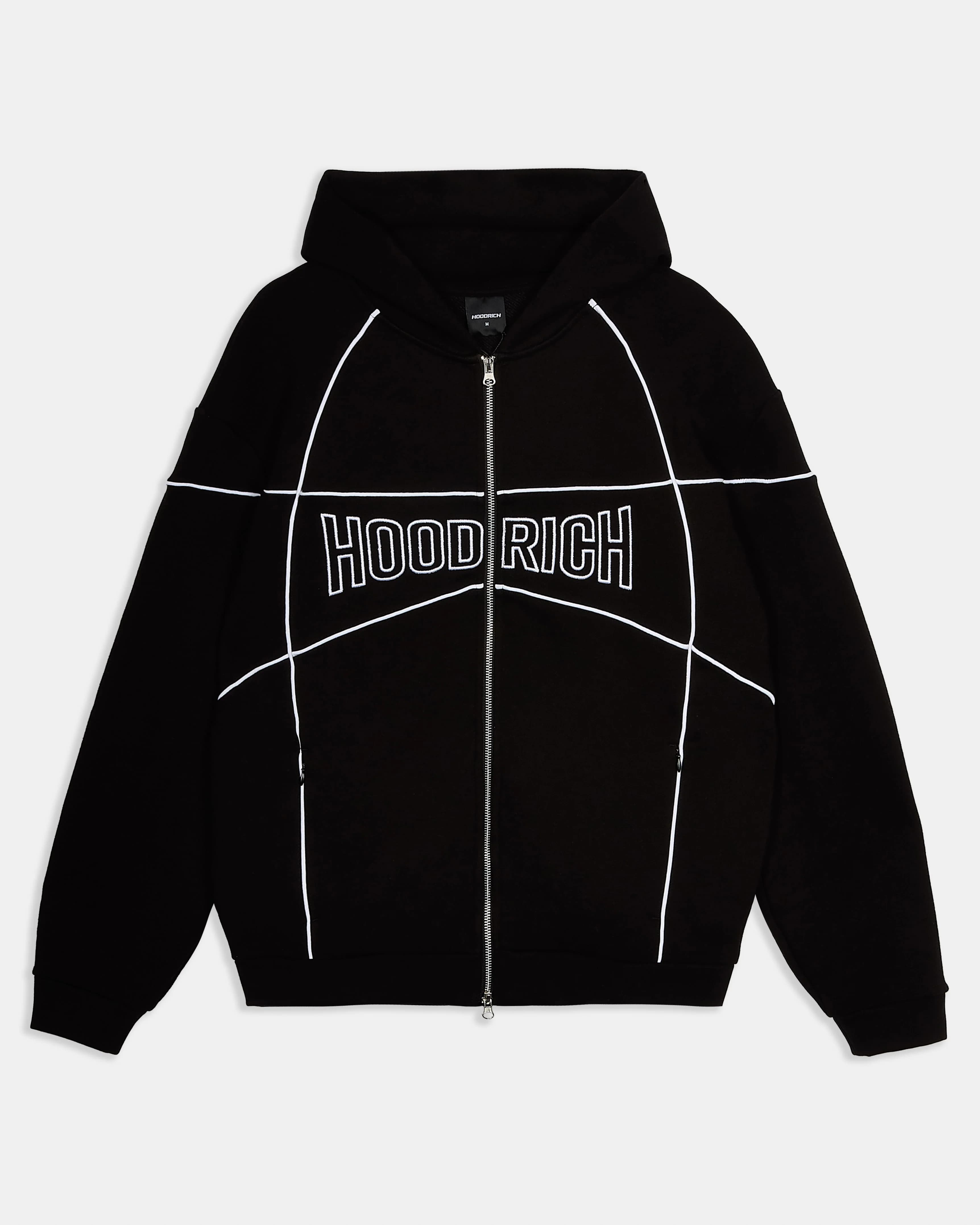 Trace Zip Relaxed Fit Hoodie - Black by Hoodrich