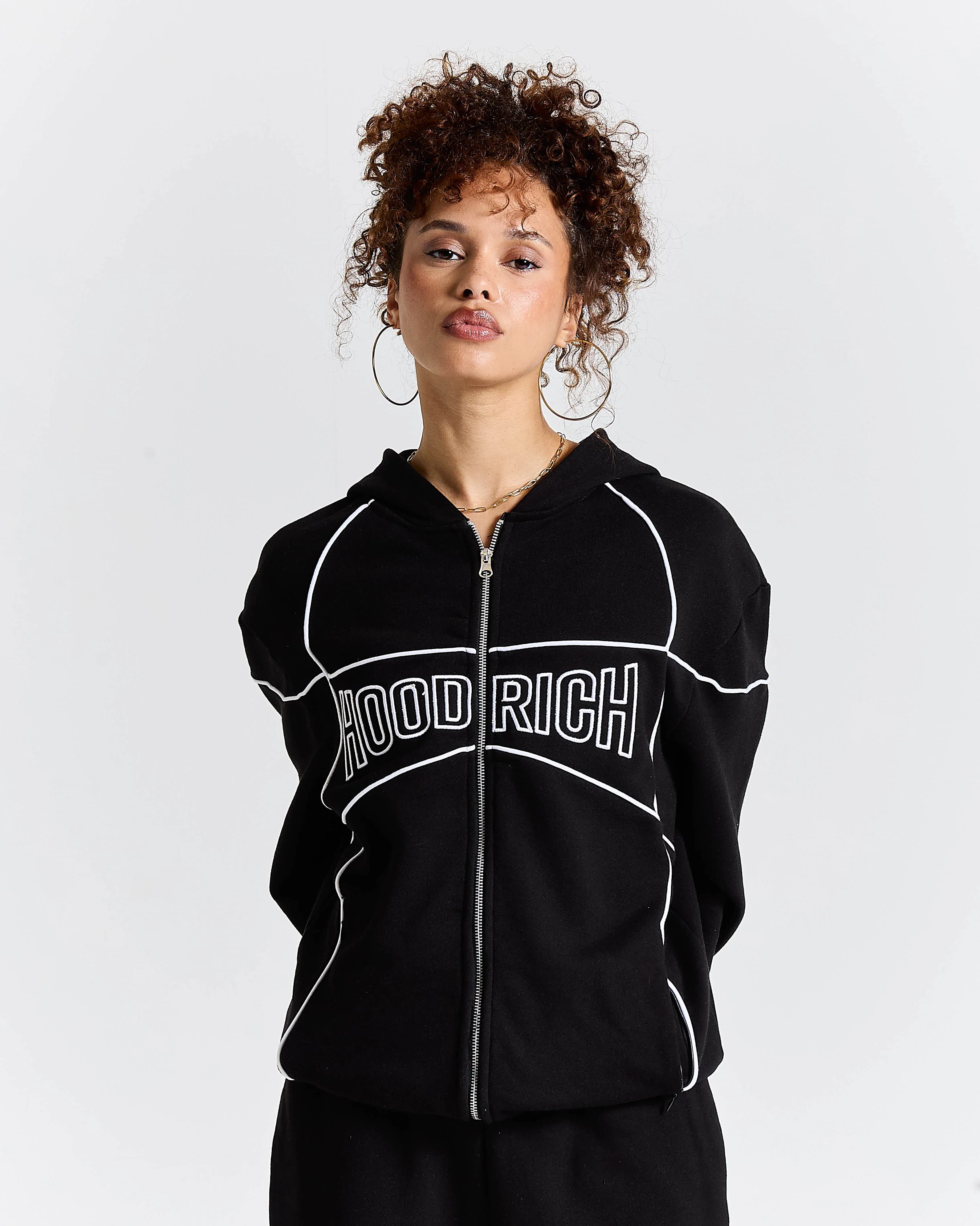 Trace Zip Relaxed Fit Hoodie - Black 10