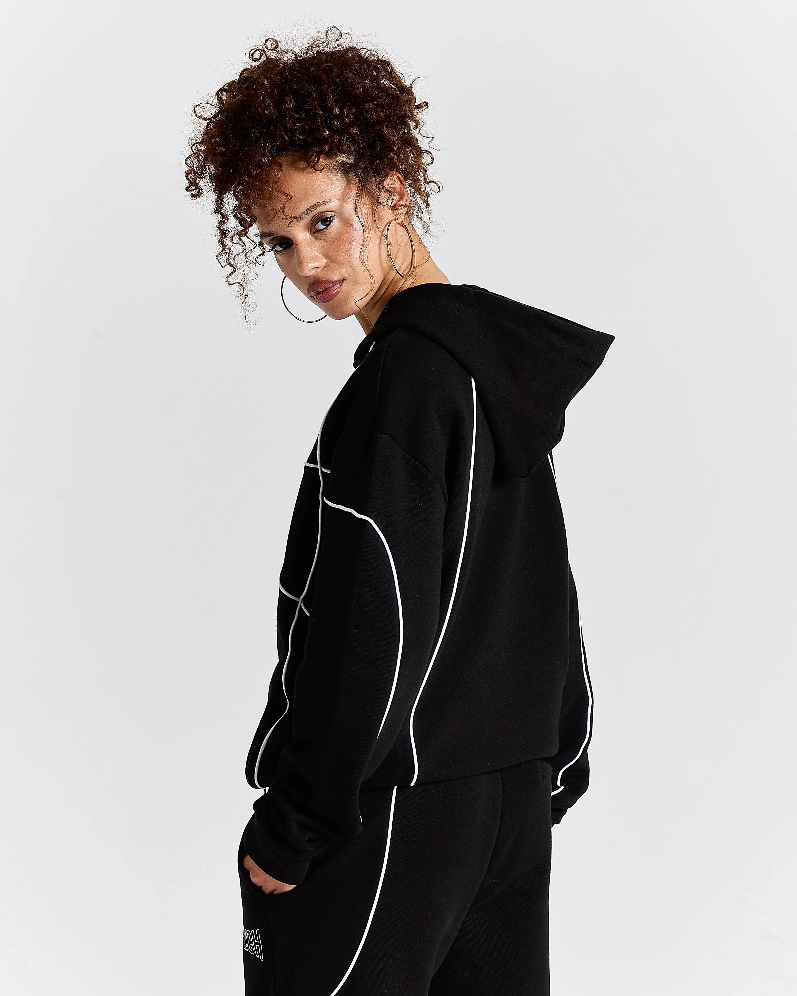 Trace Zip Relaxed Fit Hoodie - Black 16